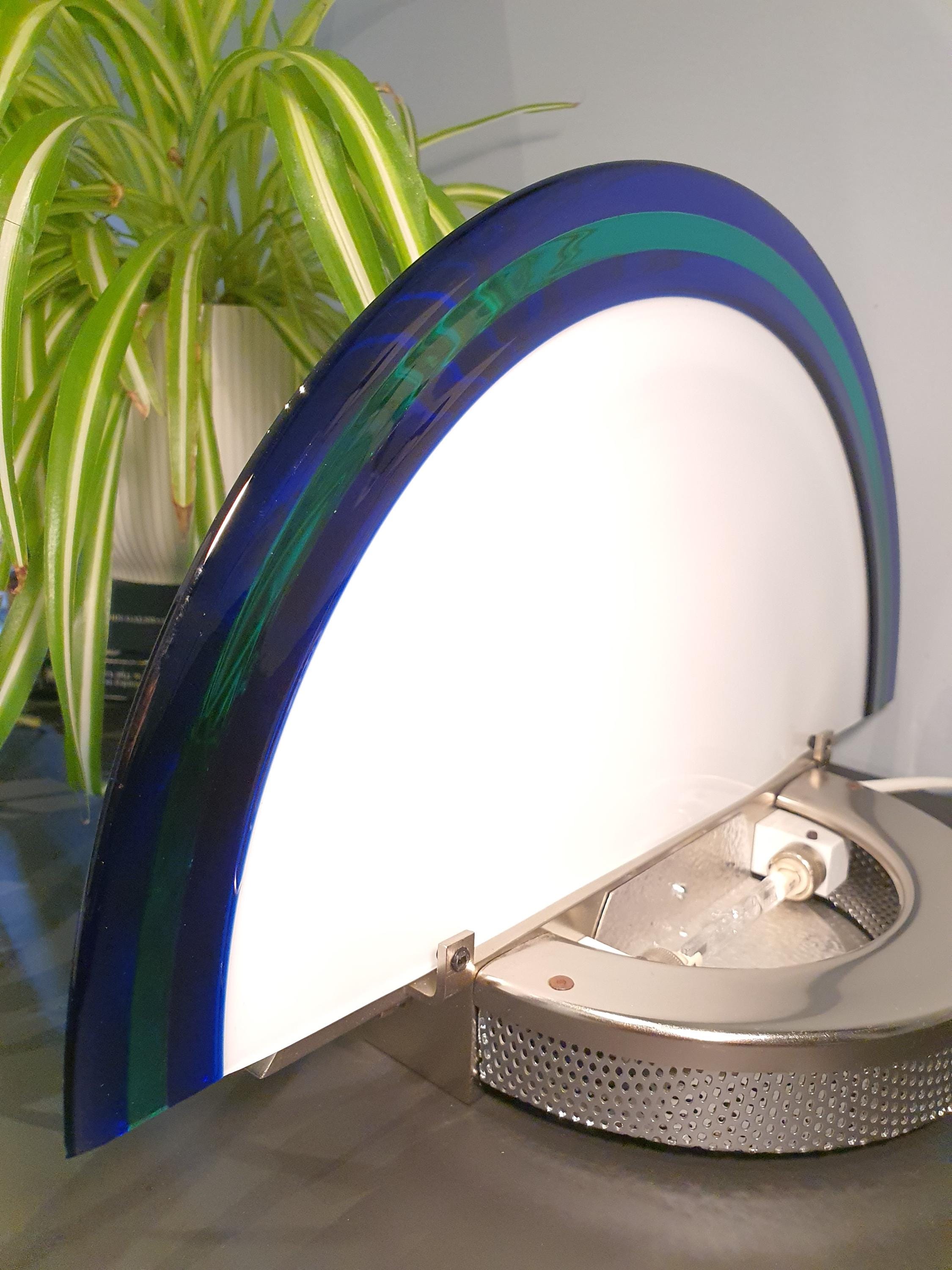De Majo Murano Glass Sconce: Art Deco Half-Moon Wall Light