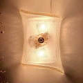 Vintage-Muranoglas Blumen-Plafonnier gelb transparent Venedig kunsthandwerklich