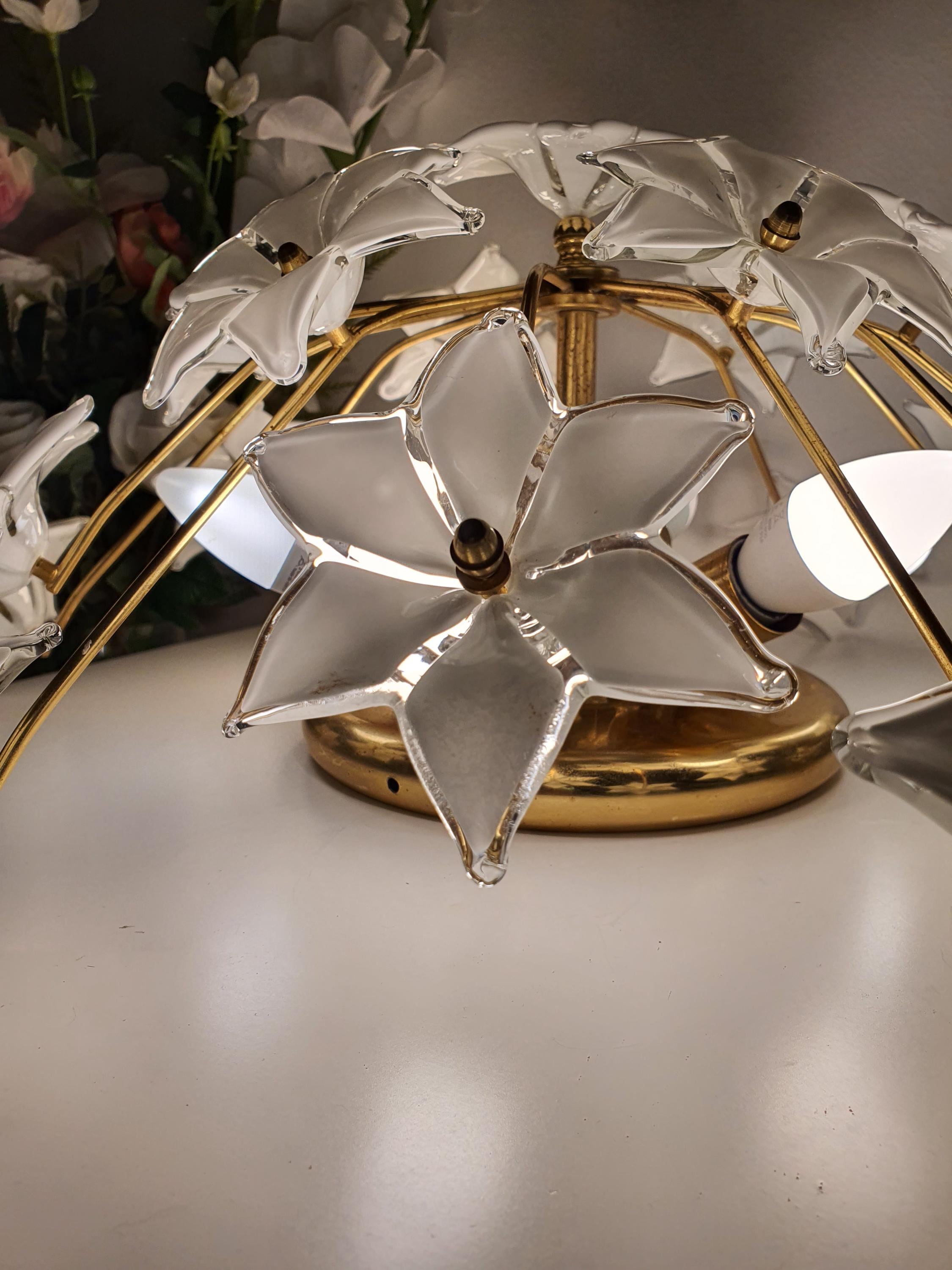 穆拉诺玻璃白色花卉吸顶灯 | 意大利复古Sputnik天花灯