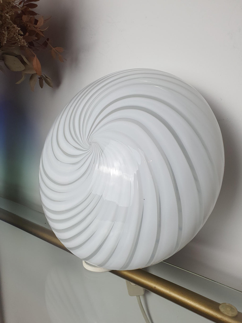Vintage Murano Glass Swirl Flush Mount Light | Mid-Century Modern Retro Lighting