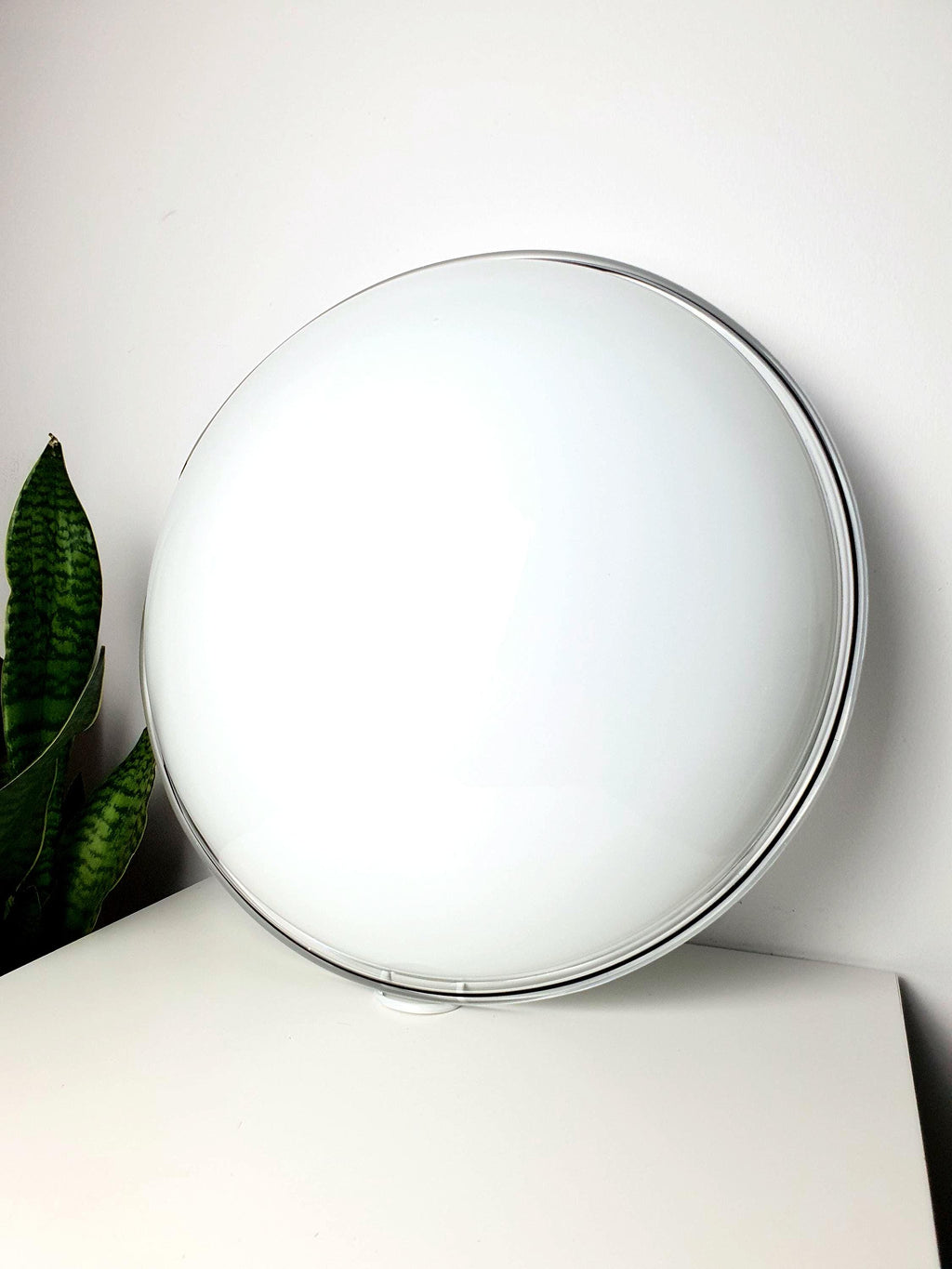 XL Murano Glass Flush Mount Light: Mid-Century Italian White & Black Ceiling Lamp