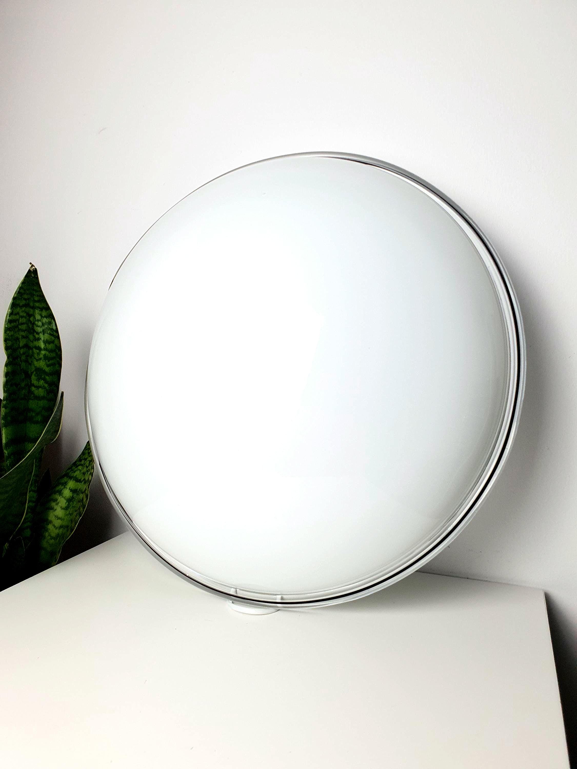 XL Murano Glass Flush Mount Light: Mid-Century Italian White & Black Ceiling Lamp