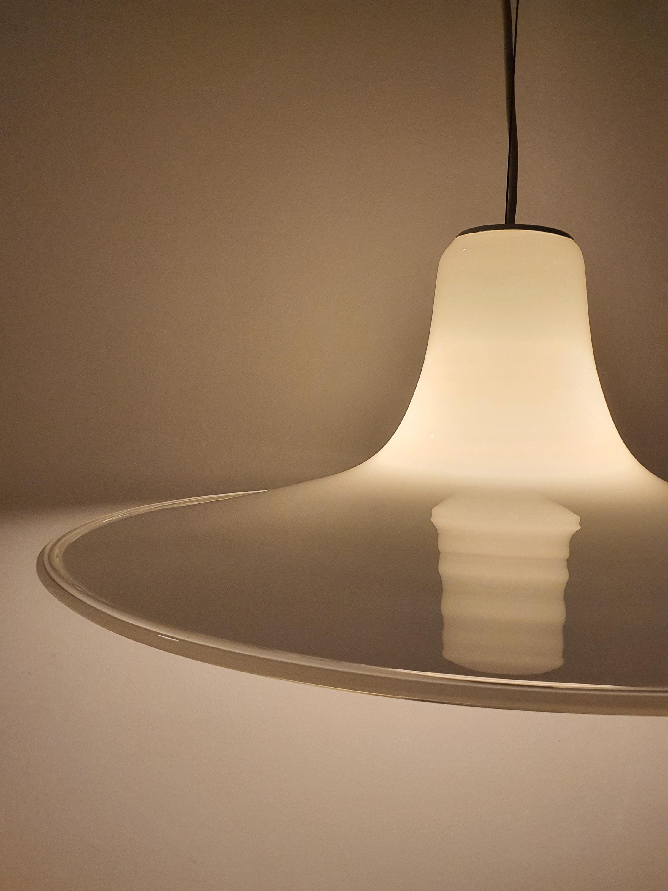 Vintage Murano Glass Pendant Light: Mid-Century Modern UFO Lamp