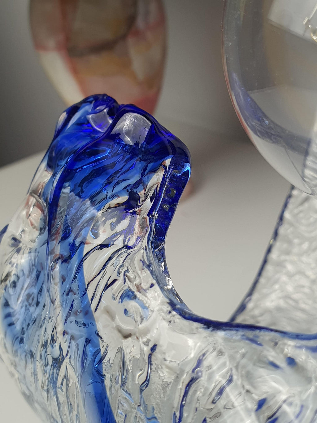 La Murrina blue and clear Murano Glass curved wall or ceiling light fixture