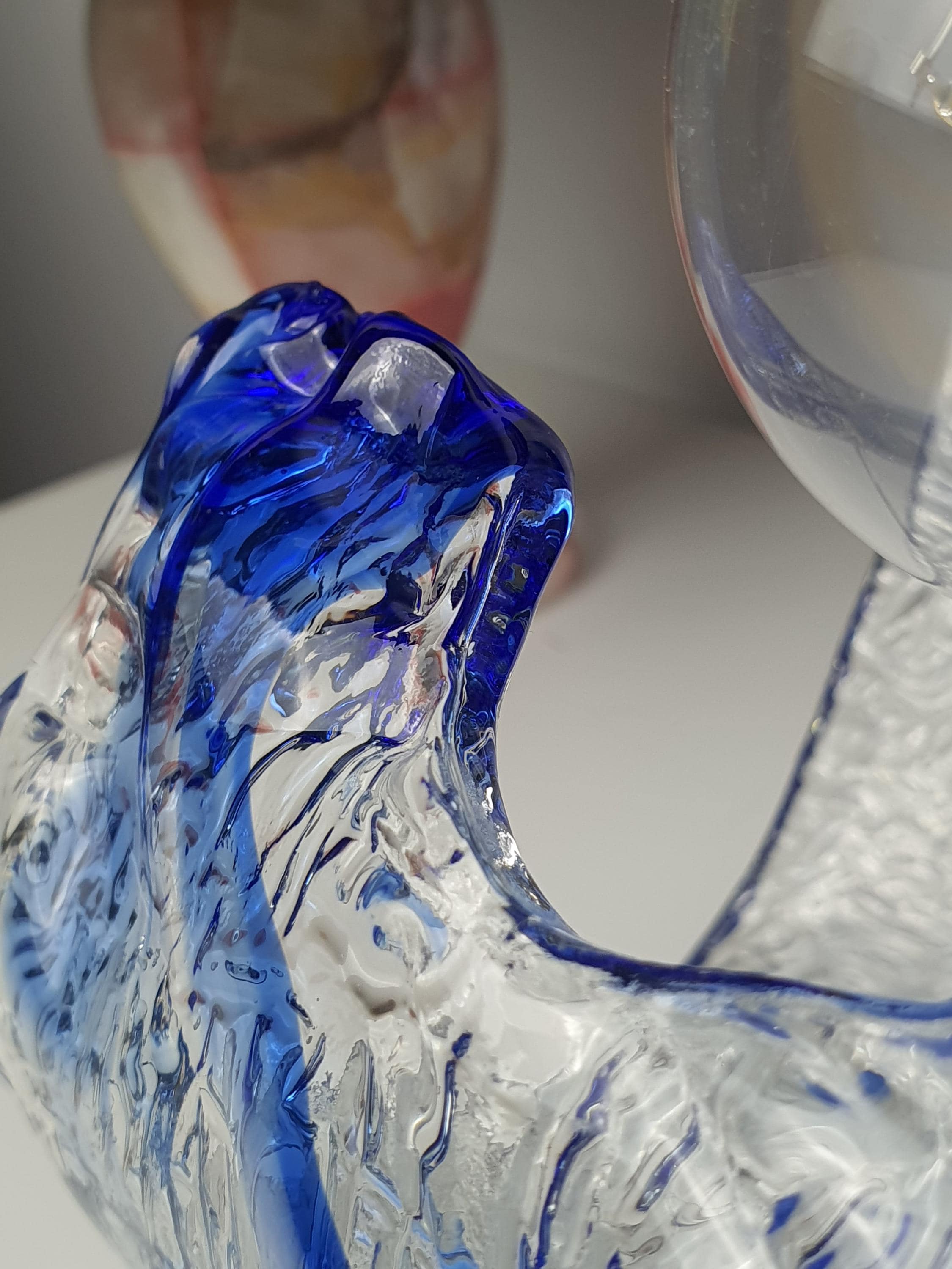La Murrina blue and clear Murano Glass curved wall or ceiling light fixture