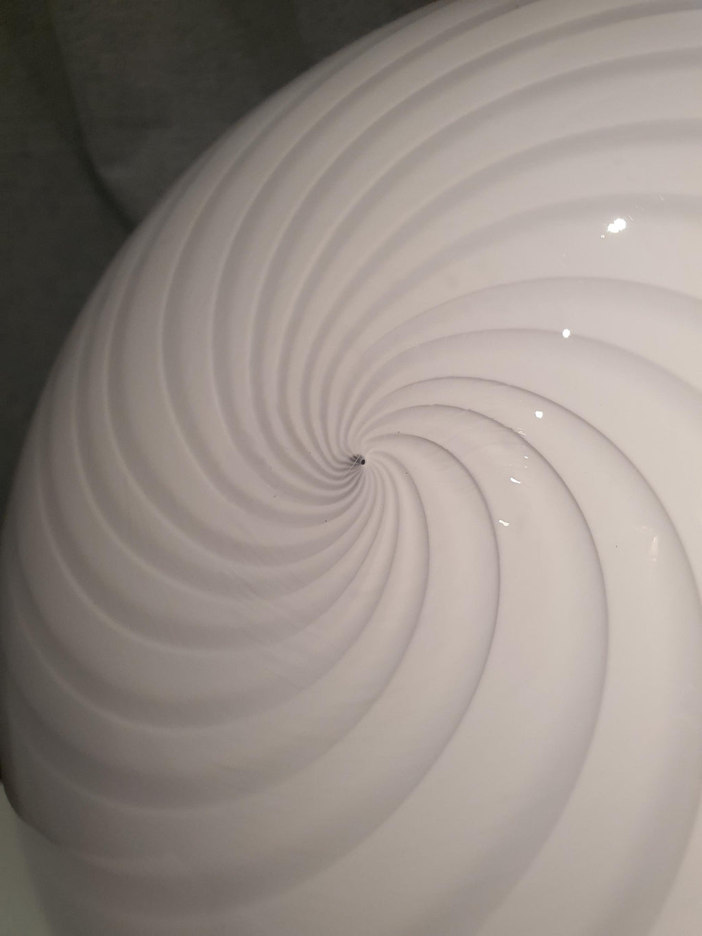 Vintage Murano Glass Swirl Flush Mount Light: White on Blue