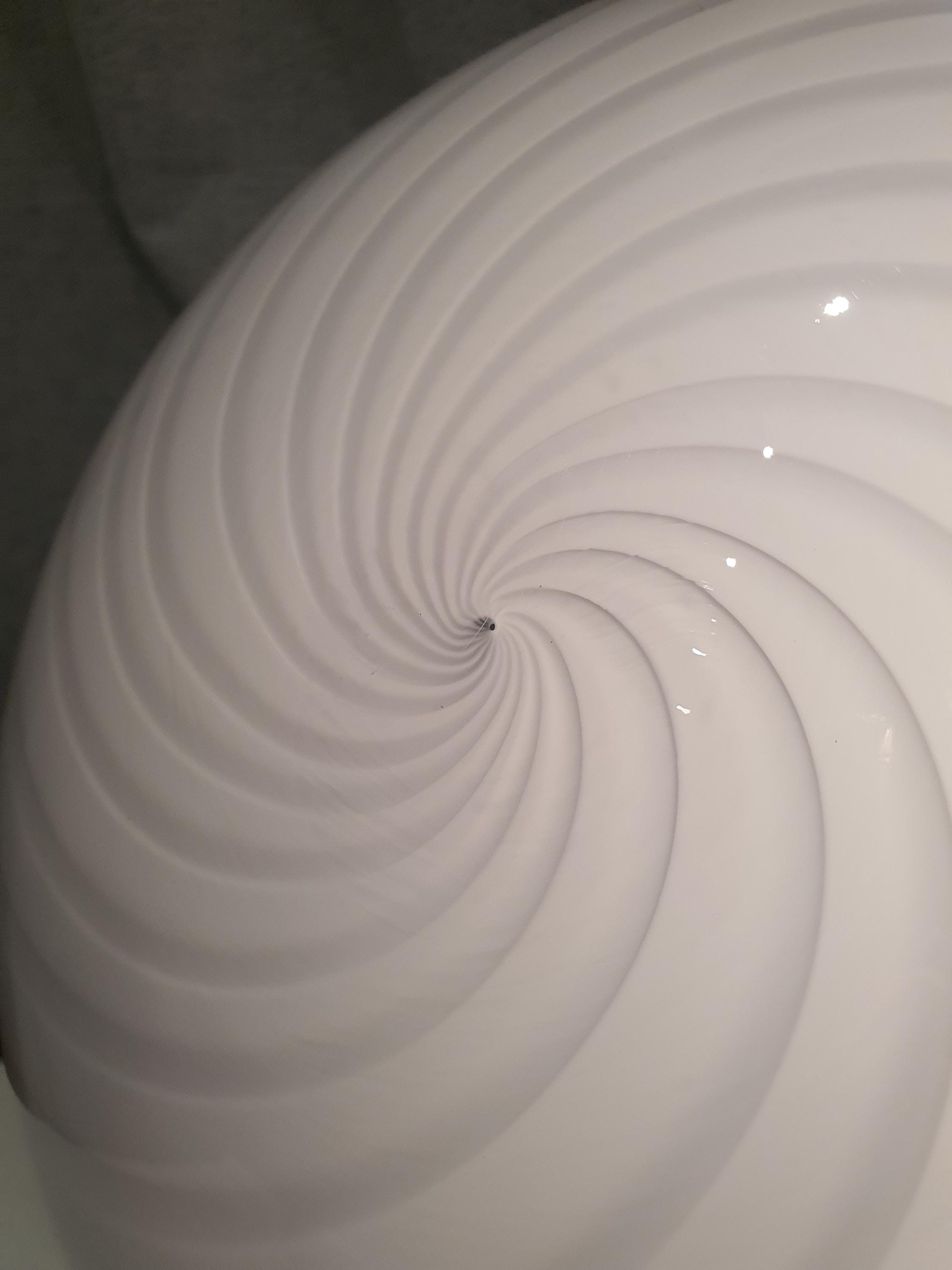 Vintage Murano Glass Swirl Flush Mount Light: White on Blue