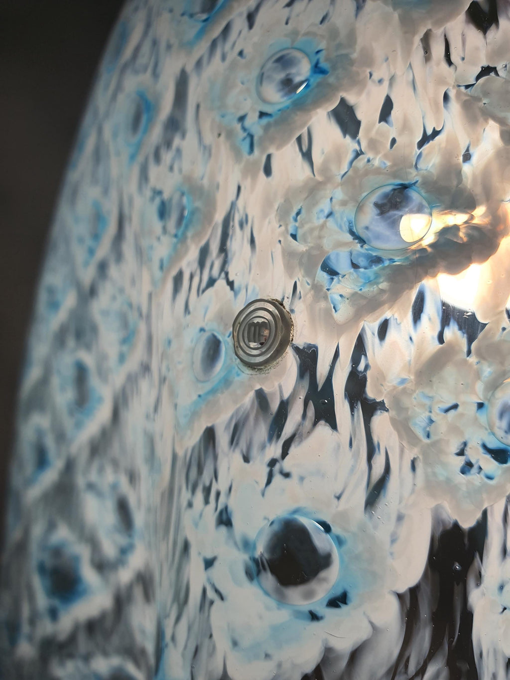 Vintage La Murrina Blue Bubbled Murano Glass Pendant Light