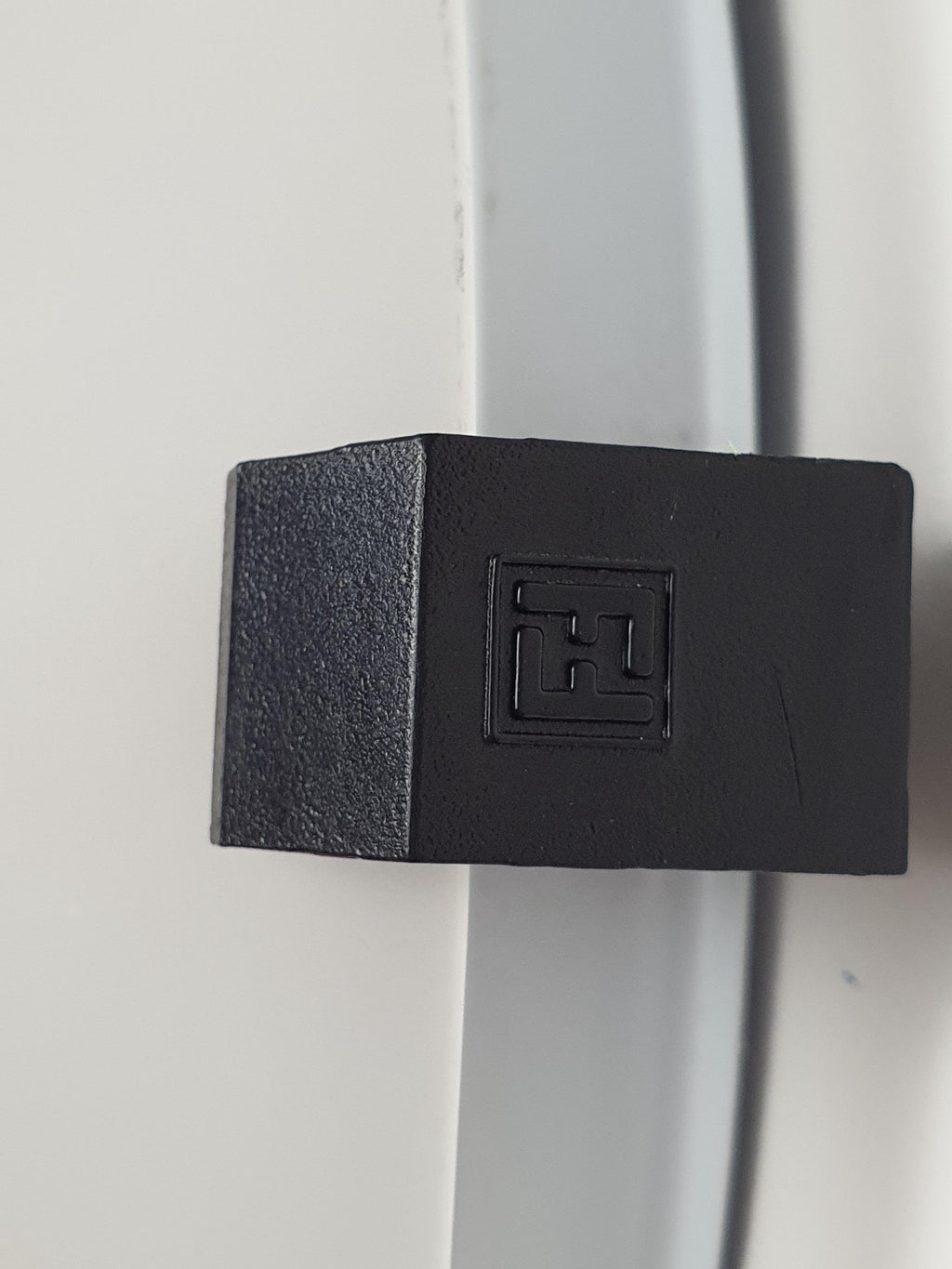 Vintage Italian postmodern light by F. Fabbian — black metal structure and frosted glass detail