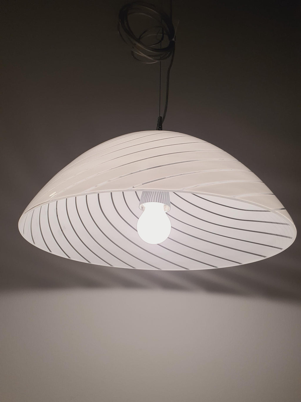 AV Mazzega Murano Glass Swirl Pendant Light: Italian Dome Lamp