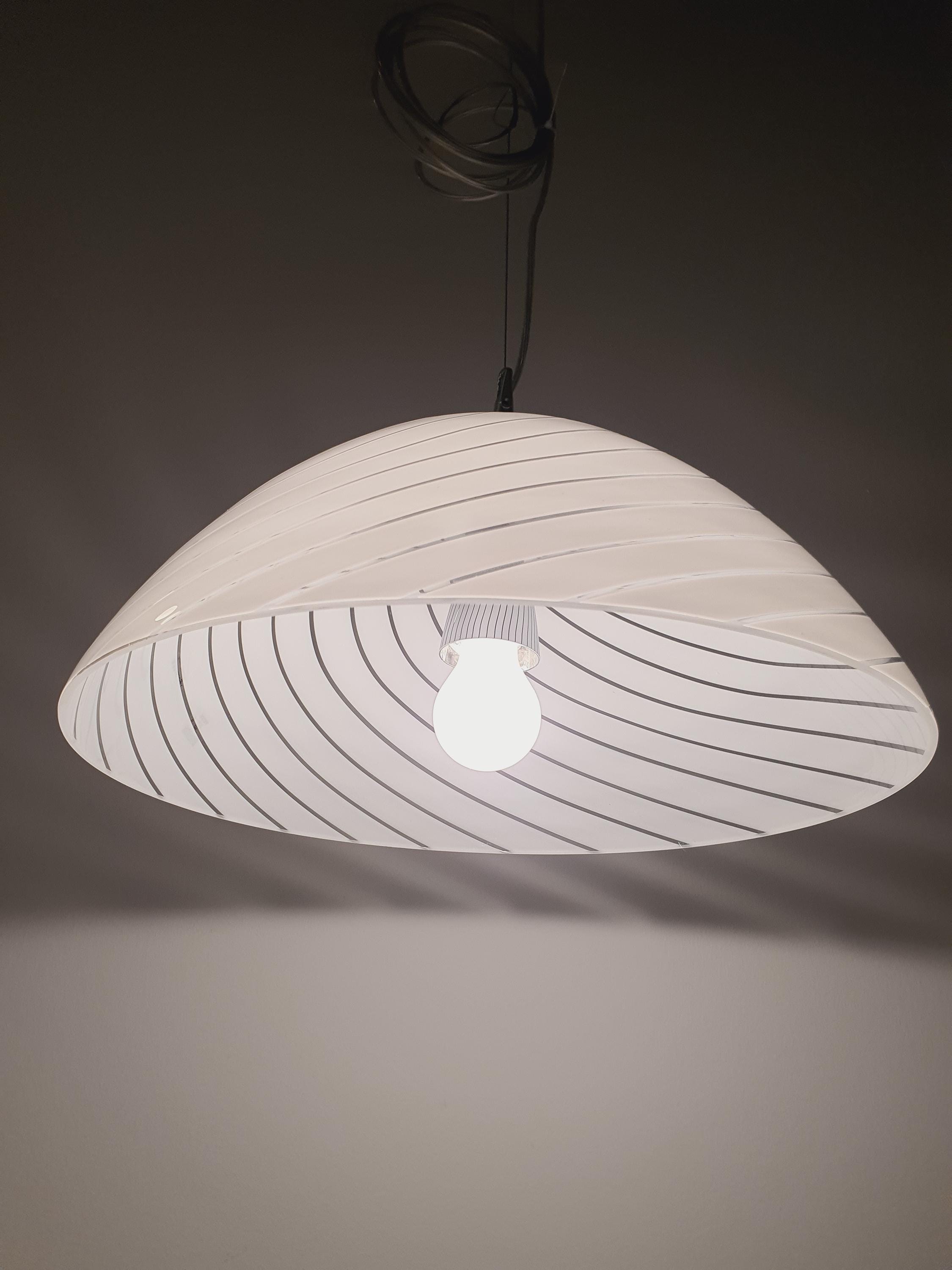 AV Mazzega Murano Glass Swirl Pendant Light: Italian Dome Lamp