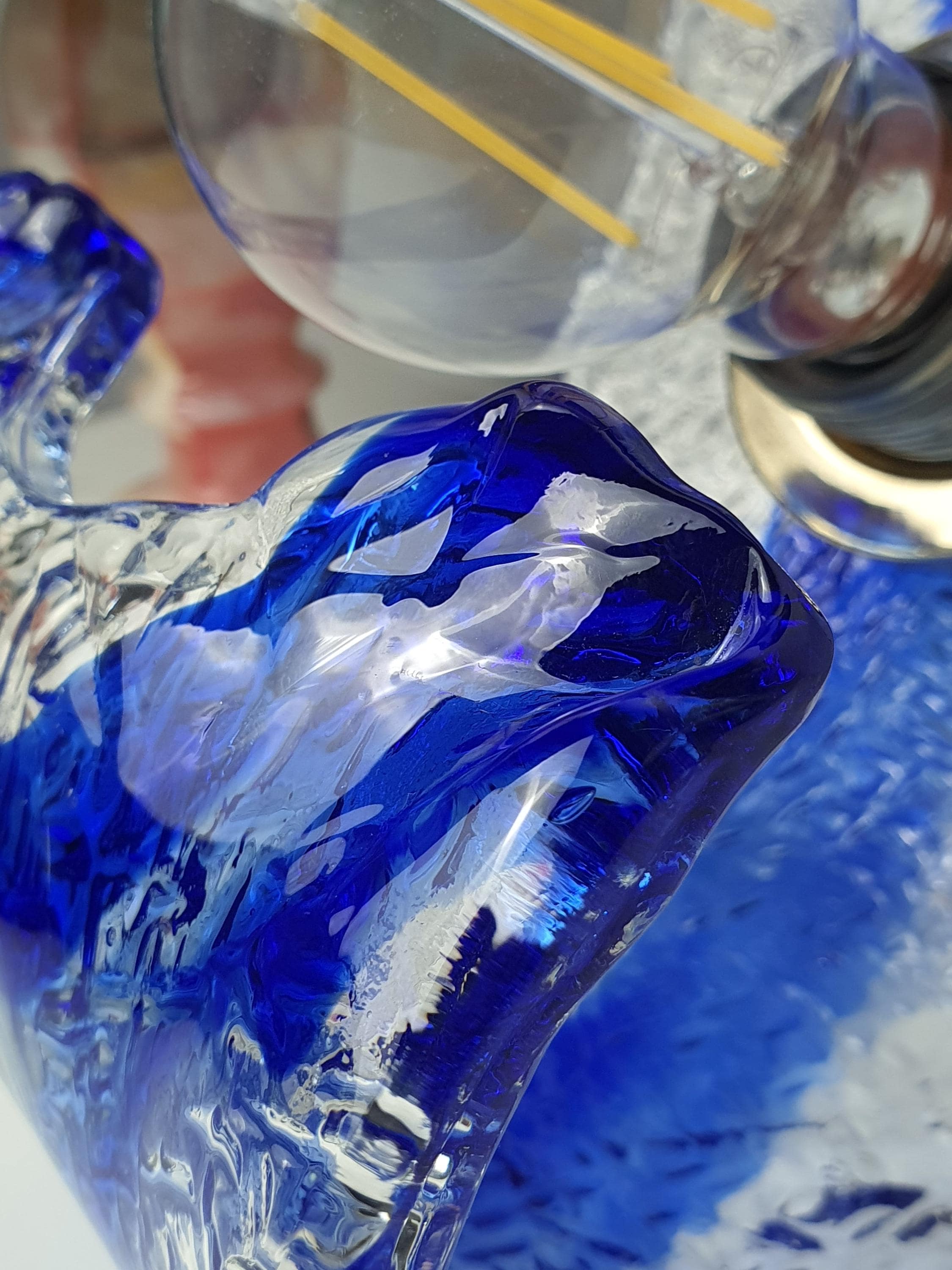 La Murrina blue and clear Murano Glass curved wall or ceiling light fixture