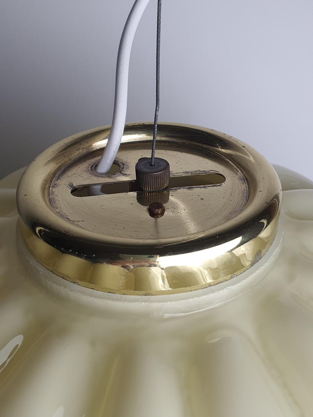 Vintage Murano Glass Cream Tulip Pendant Light Italian Retro Style