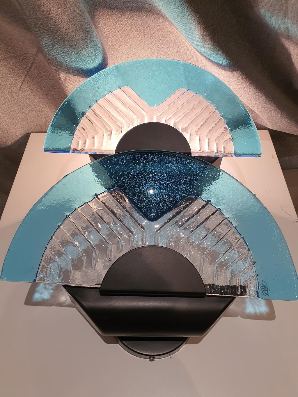Vintage Blue Murano Glass Sconces: Italian Retro Light Fixtures