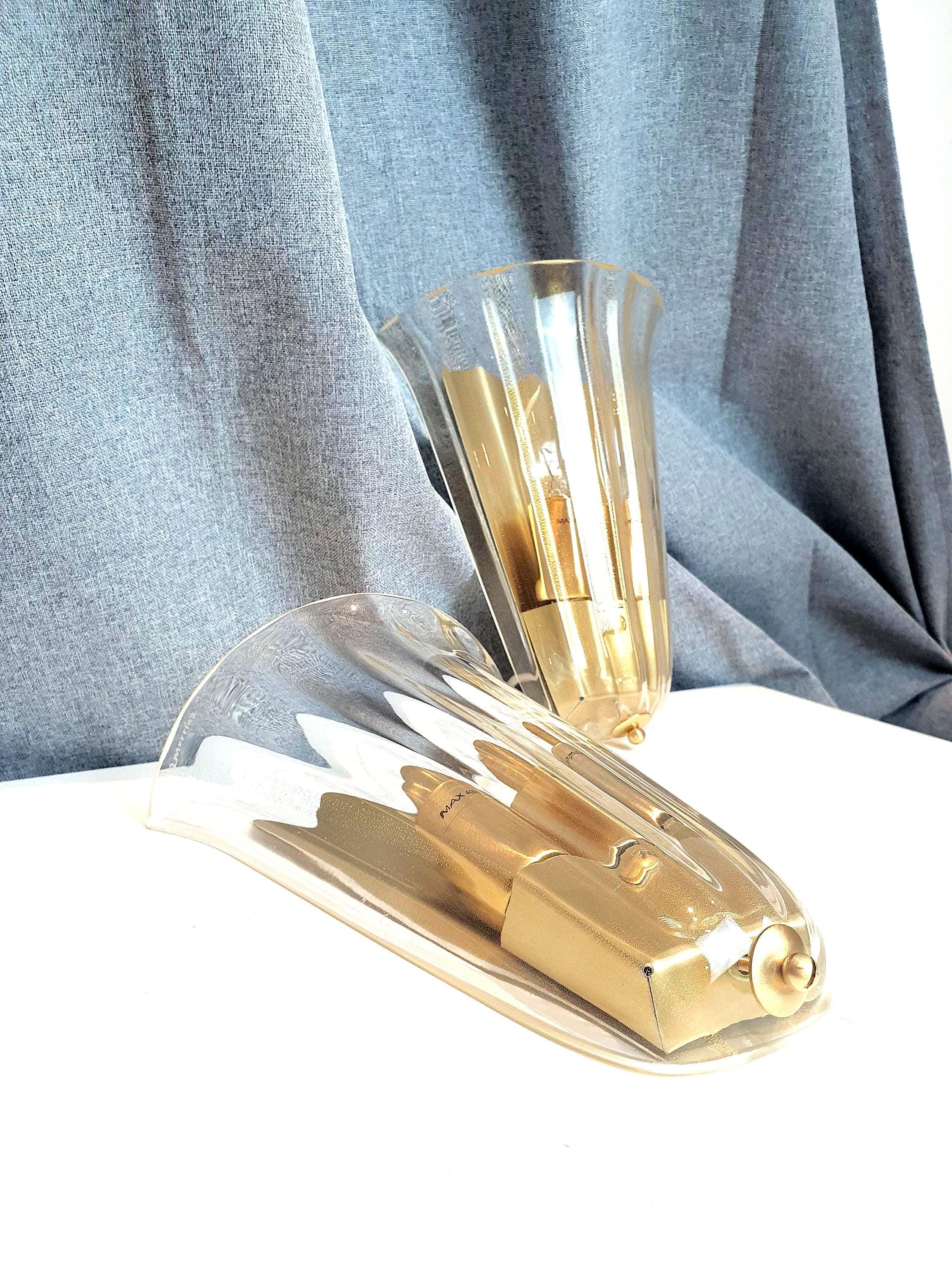 La Murrina Floral Wall Sconces: Murano Glass with Golden Base (Pair)