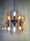 Veca Vintage-italienischer Kronleuchter der 1970er — rosa Glas und Chrom, 3-Arm-Space-Age-Design, Vorderansicht