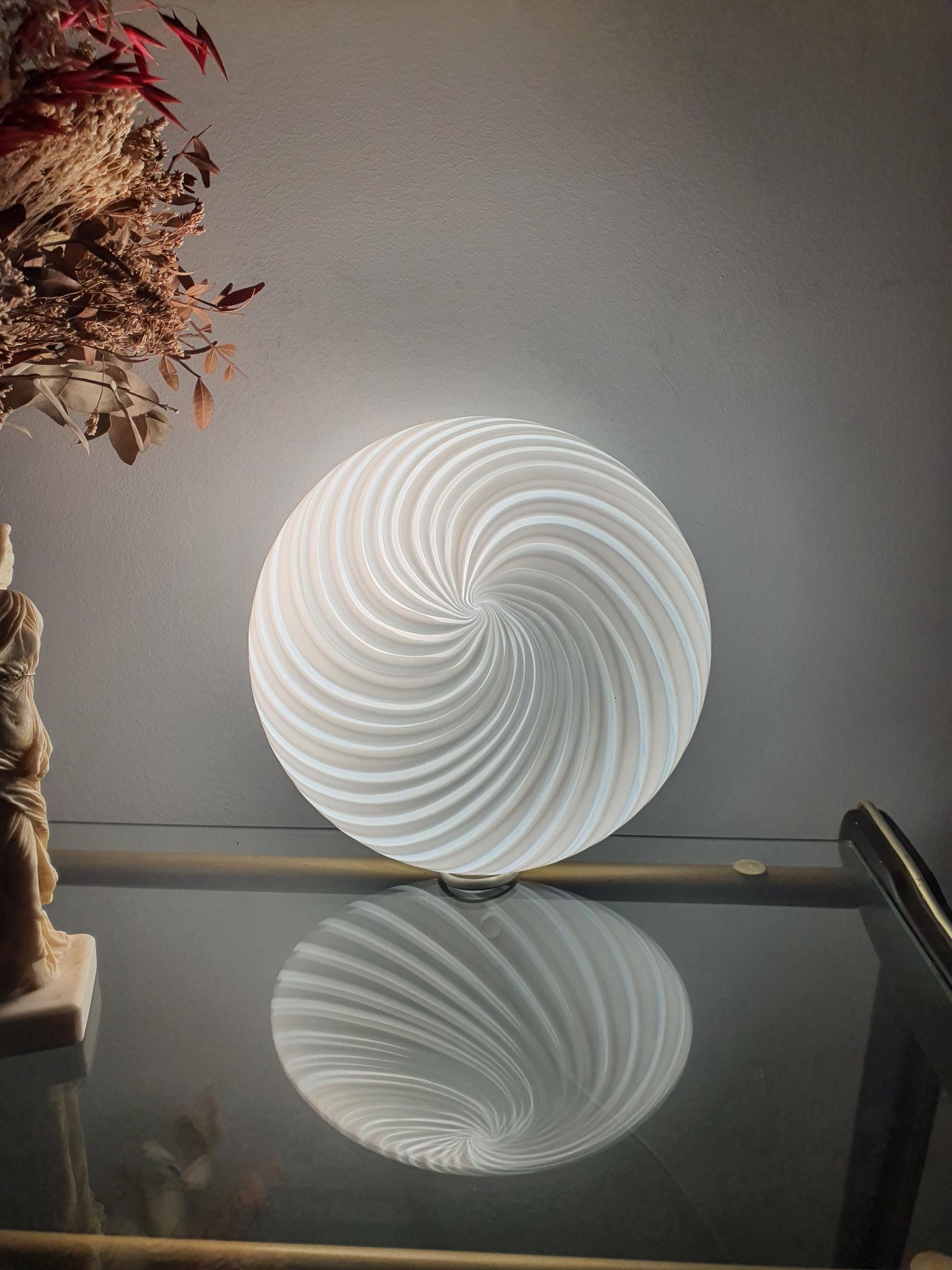 Vintage Murano Glass Swirl Flush Mount Light | Mid-Century Modern Retro Lighting