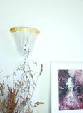 Vintage-Muranoglas Blumenwandleuchte, dépoliert transparent und gelb, italienische kunsthandwerkliche Beleuchtung