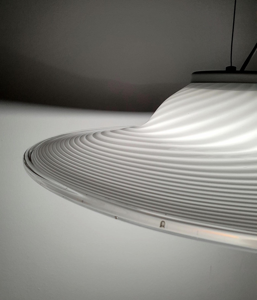 Vintage Swirl Murano Glass Pendant Light: Italian MCM Hat Lamp