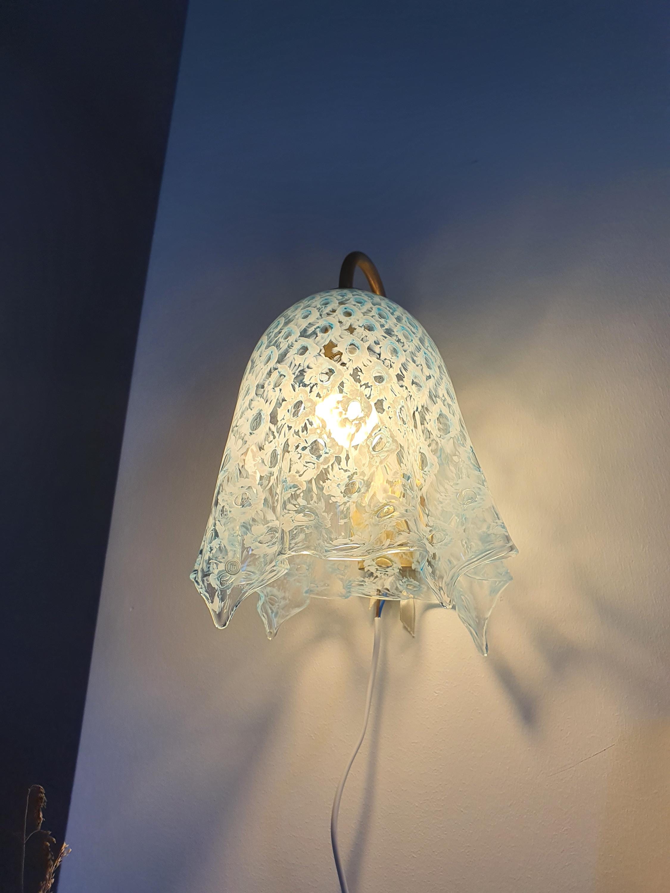 La Murrina Murano Glass Blue Flowing Wall Sconce | Vintage Art Deco Italian Lighting