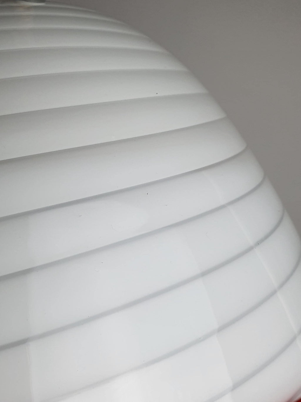 De Majo Vintage Murano Glass Pendant Light | White Swirl Bell with Red Edge