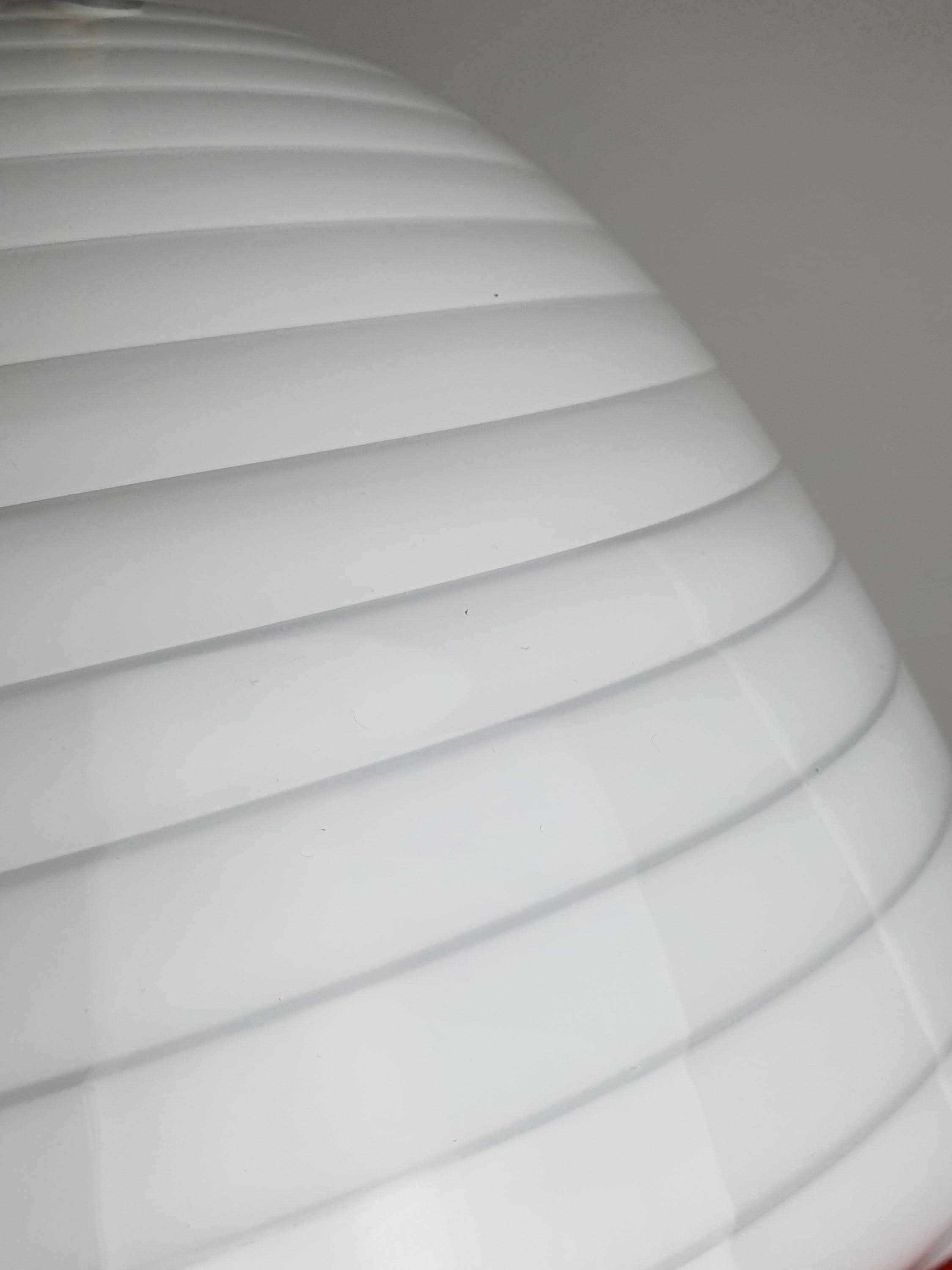 De Majo Murano 玻璃复古吊灯 | 白色旋纹红边铃形灯