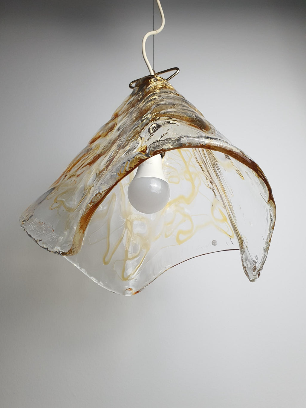 Vintage 1980s La Murrina glass pendant with a gold-toned fitting

