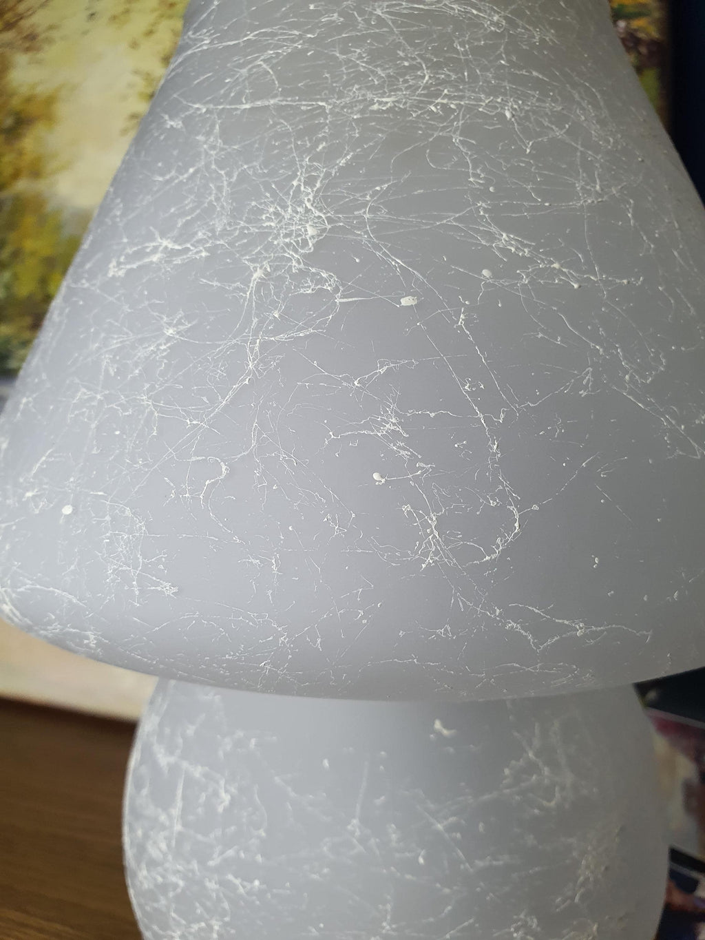 Pair of Vintage Satin Murano Glass Mushroom Lamps | Frosted Italian 1980s Bedside Lighting