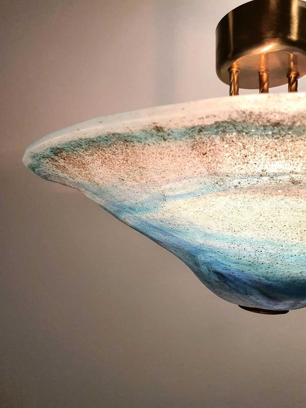 La Murrina Murano Glass Flush Mount Light: Space Blue Bowl with Golden Base