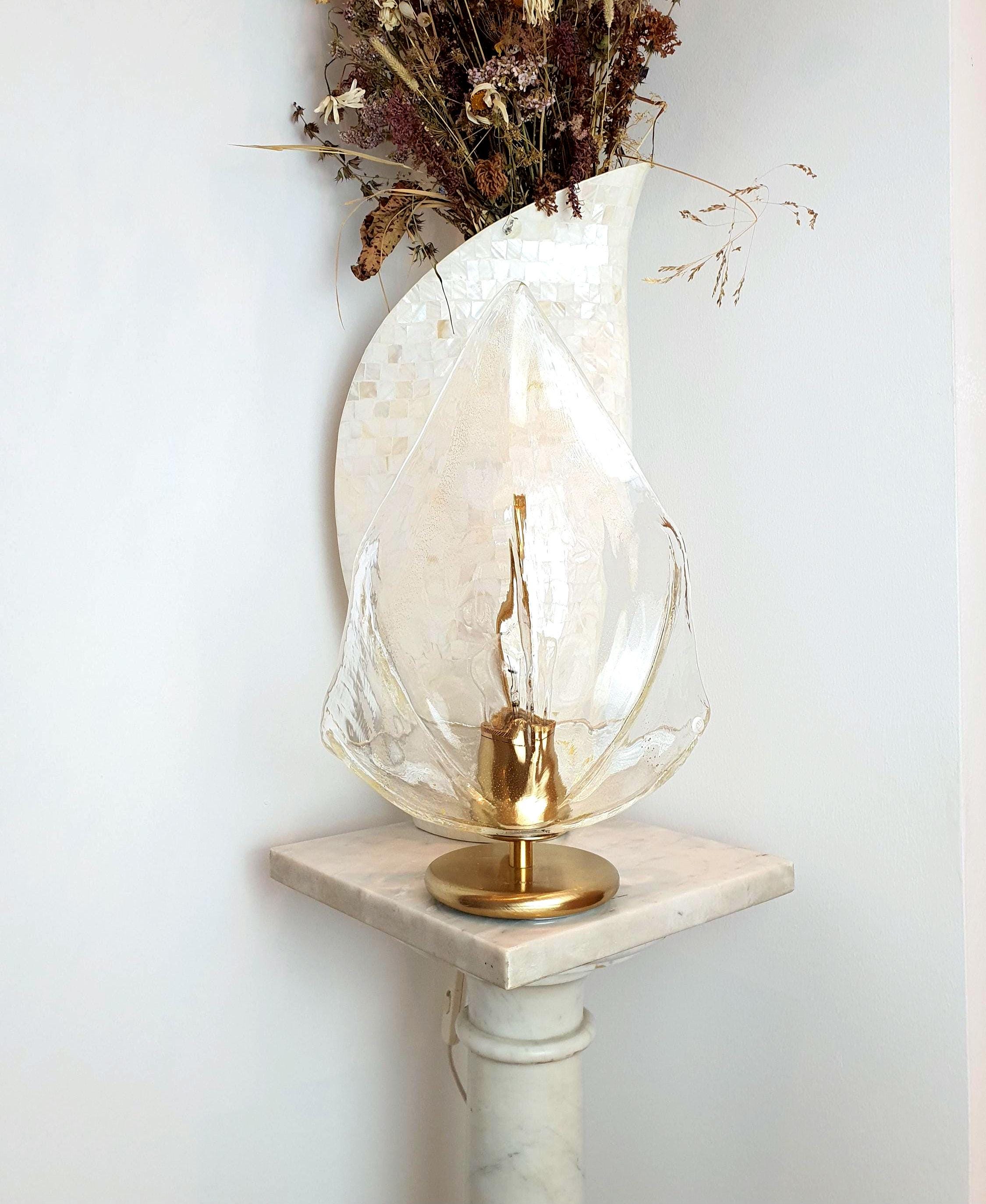 La Murrina Vintage Murano Glass Table Lamp: Venetian Floral Petal Design