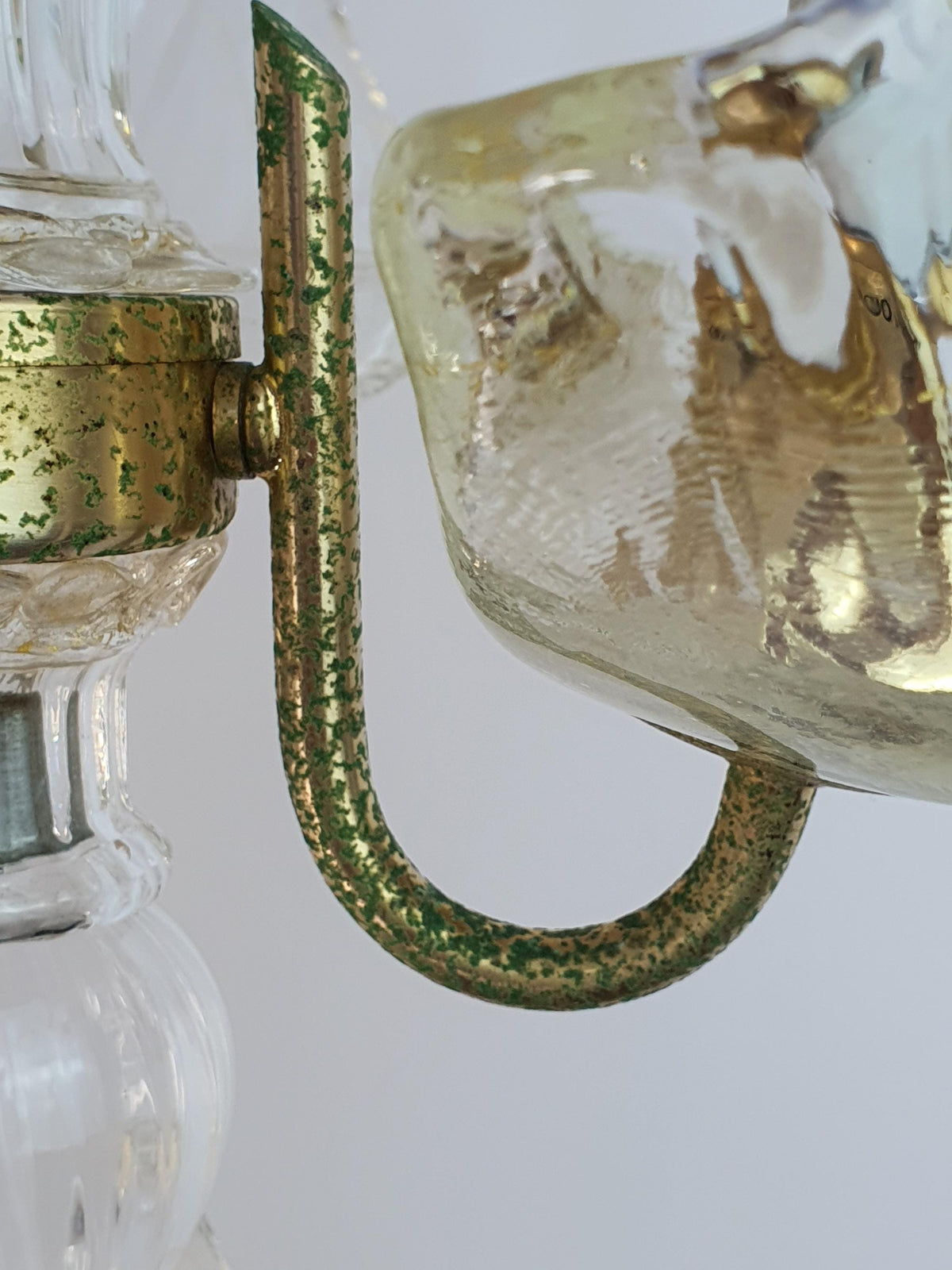 La Murrina label retained on a vintage Murano glass chandelier
