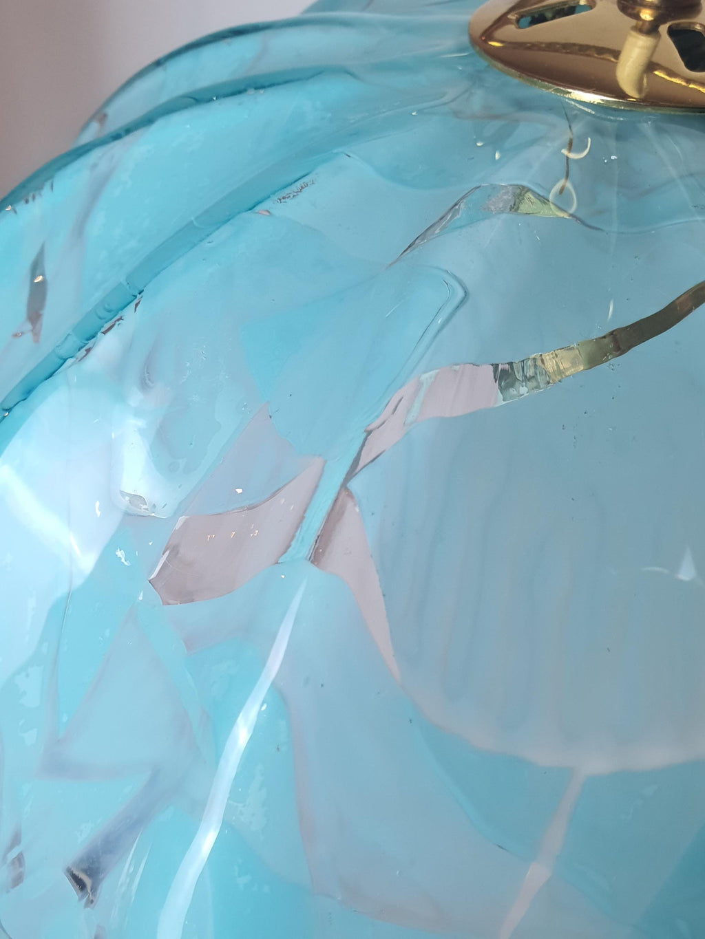 Vintage La Murrina Murano Glass Pendant Light | Tiffany Color Floral Hat Design | Italian Mid-Century Lighting