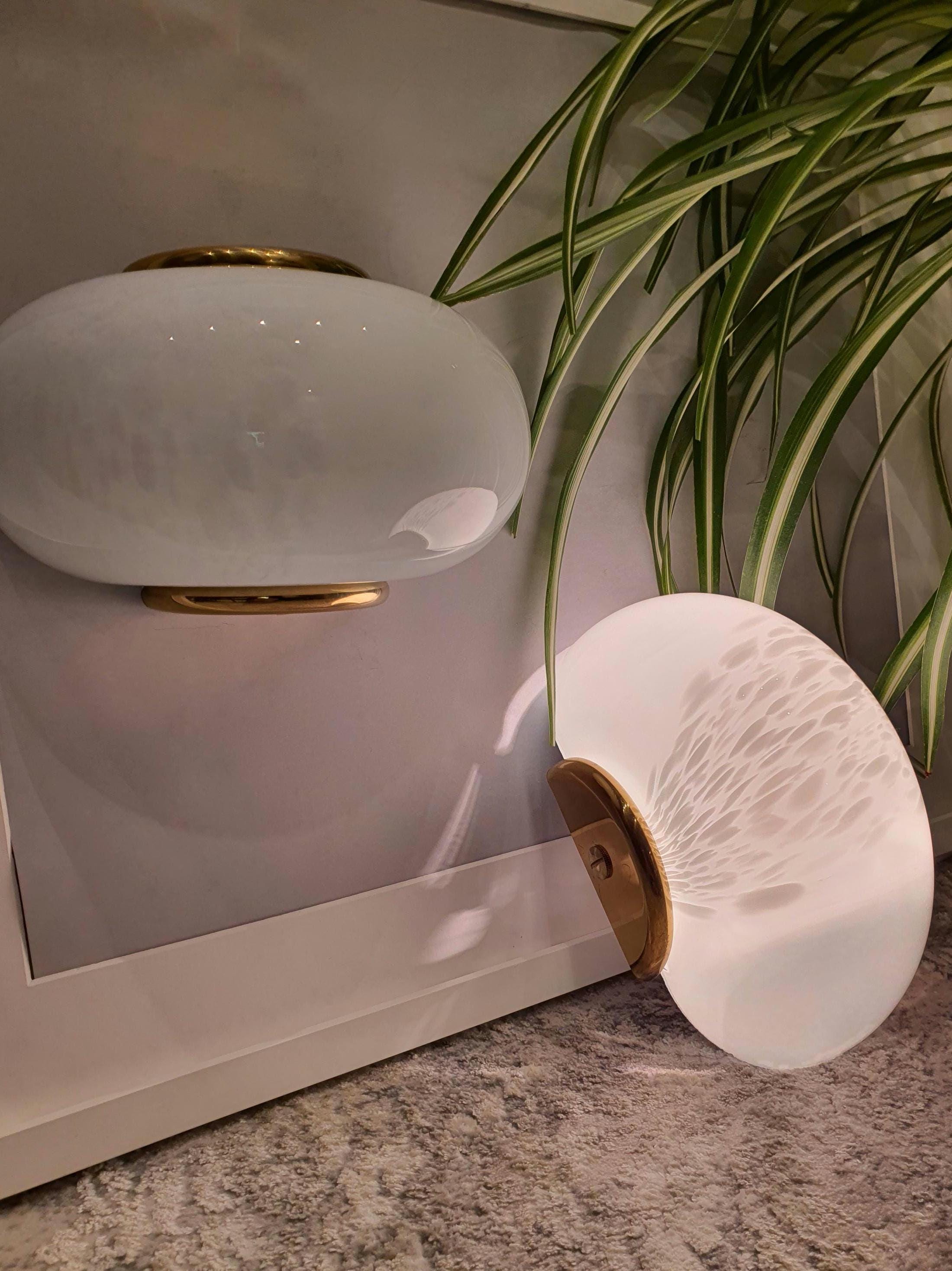 Vintage Murano Glass Sconces: Milky Way Globe Wall Lights, MCM Design