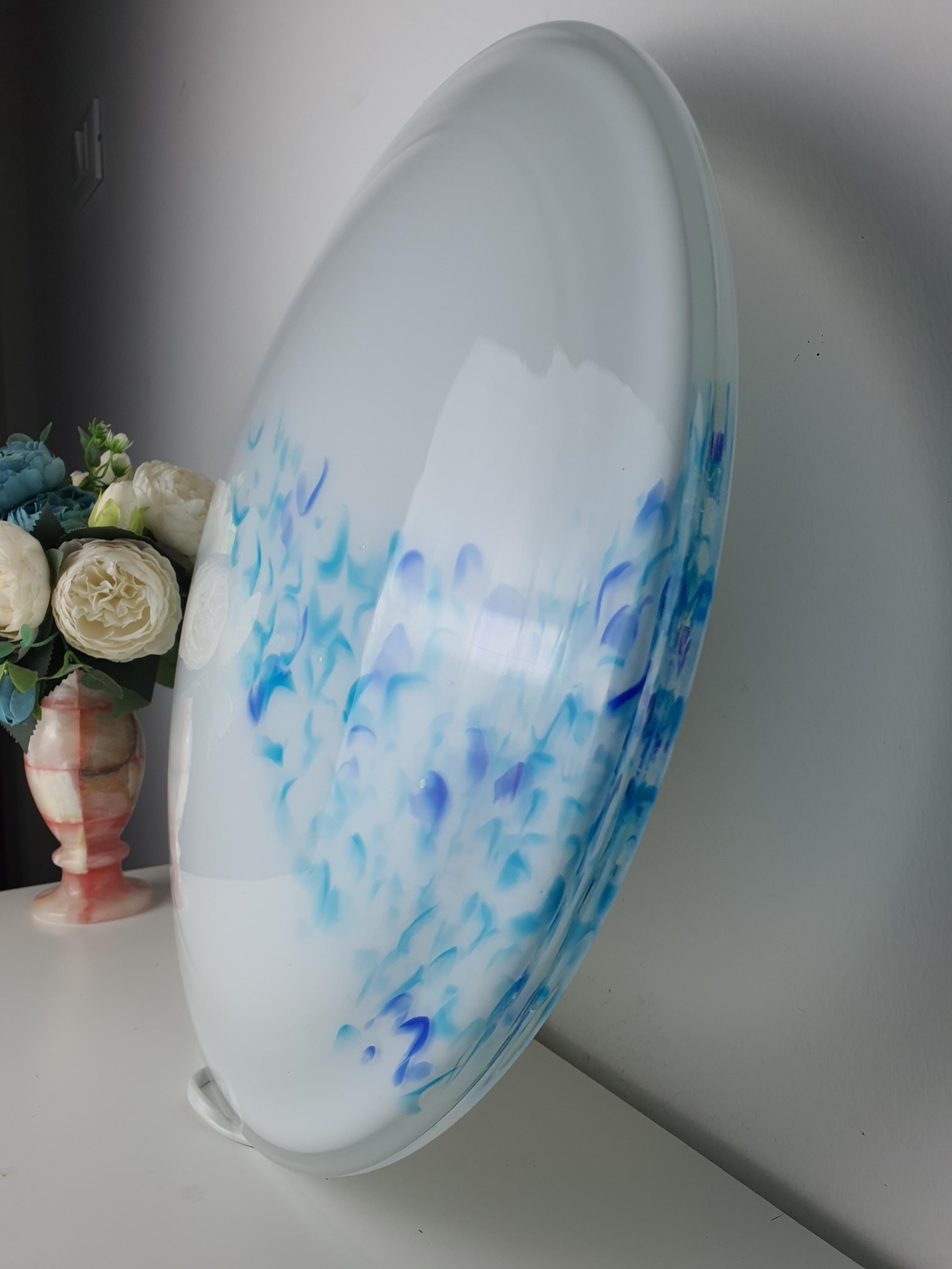 Vintage Murano Glass Flush Mount with Blue Murrine Spots