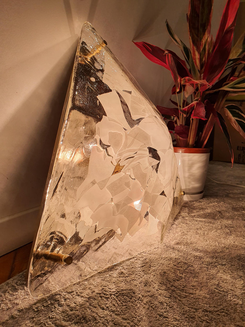 La Murrina Murano Glass Flush Mount Light: Art Nouveau Triangle Design