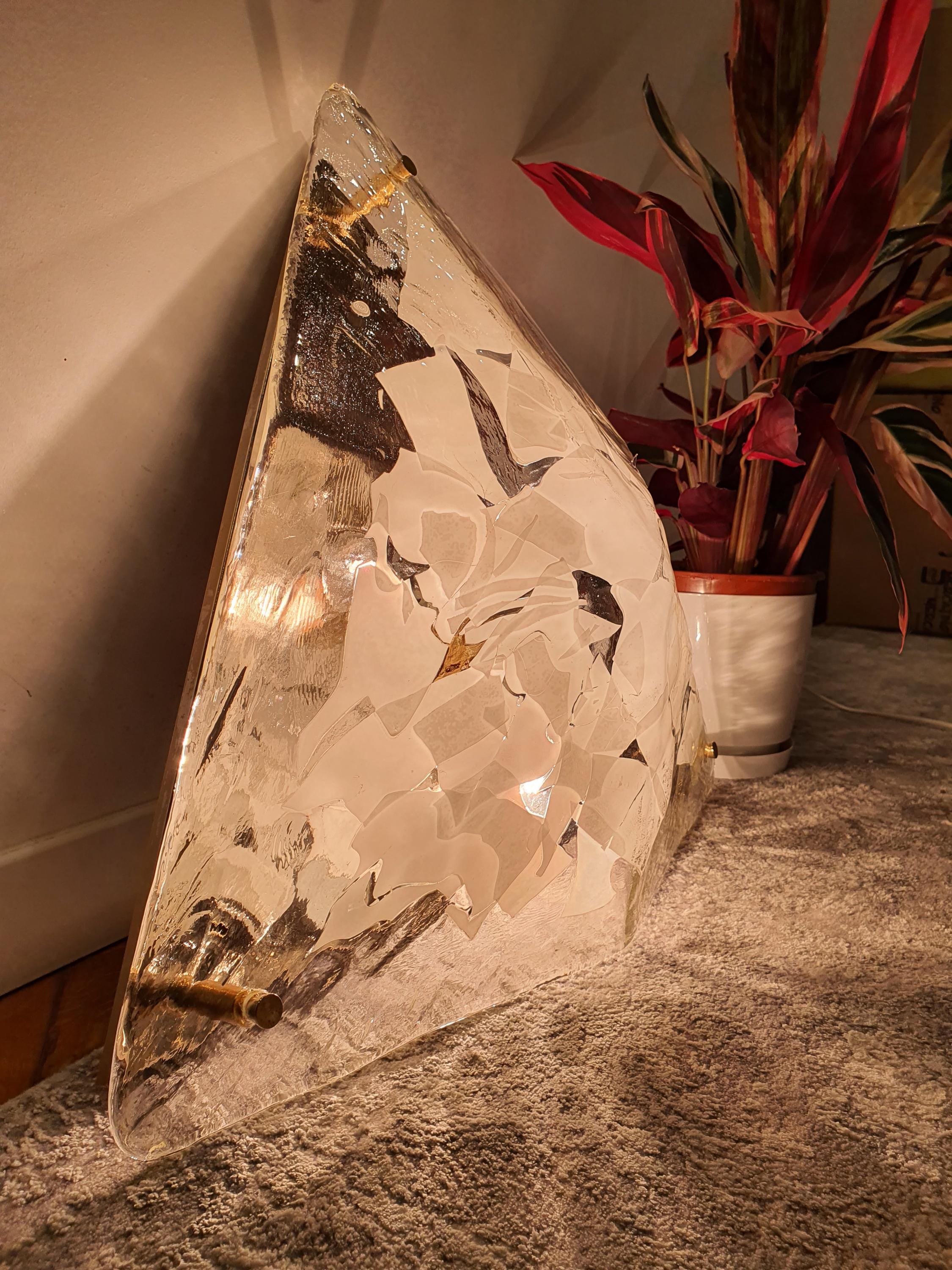 La Murrina Murano Glass Flush Mount Light: Art Nouveau Triangle Design
