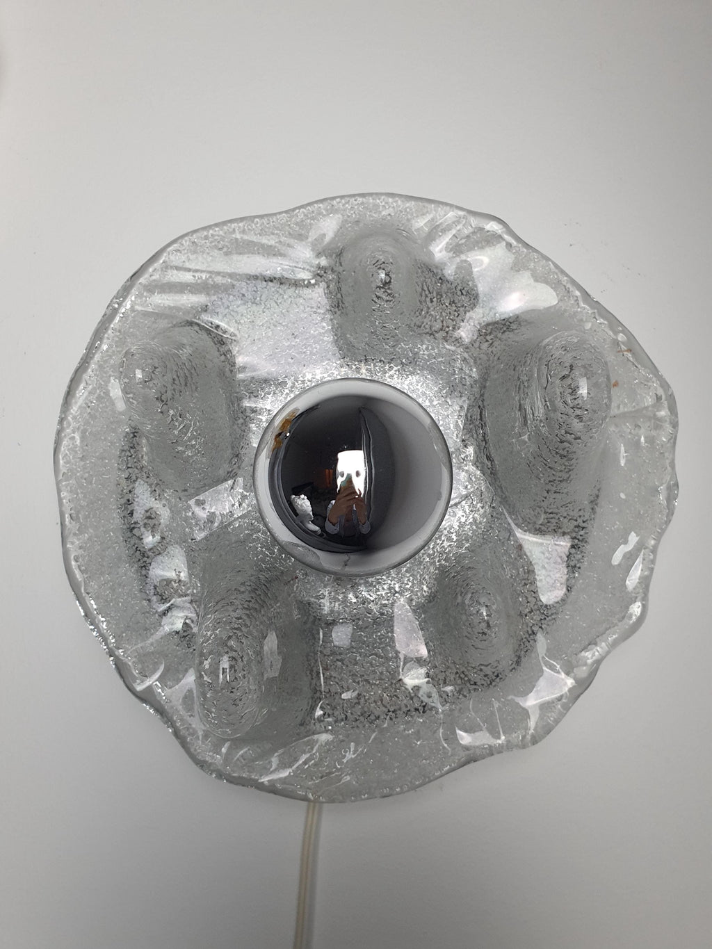 Attributed Mazzega Murano glass wall light — rewired fitting detail, professionally rewired