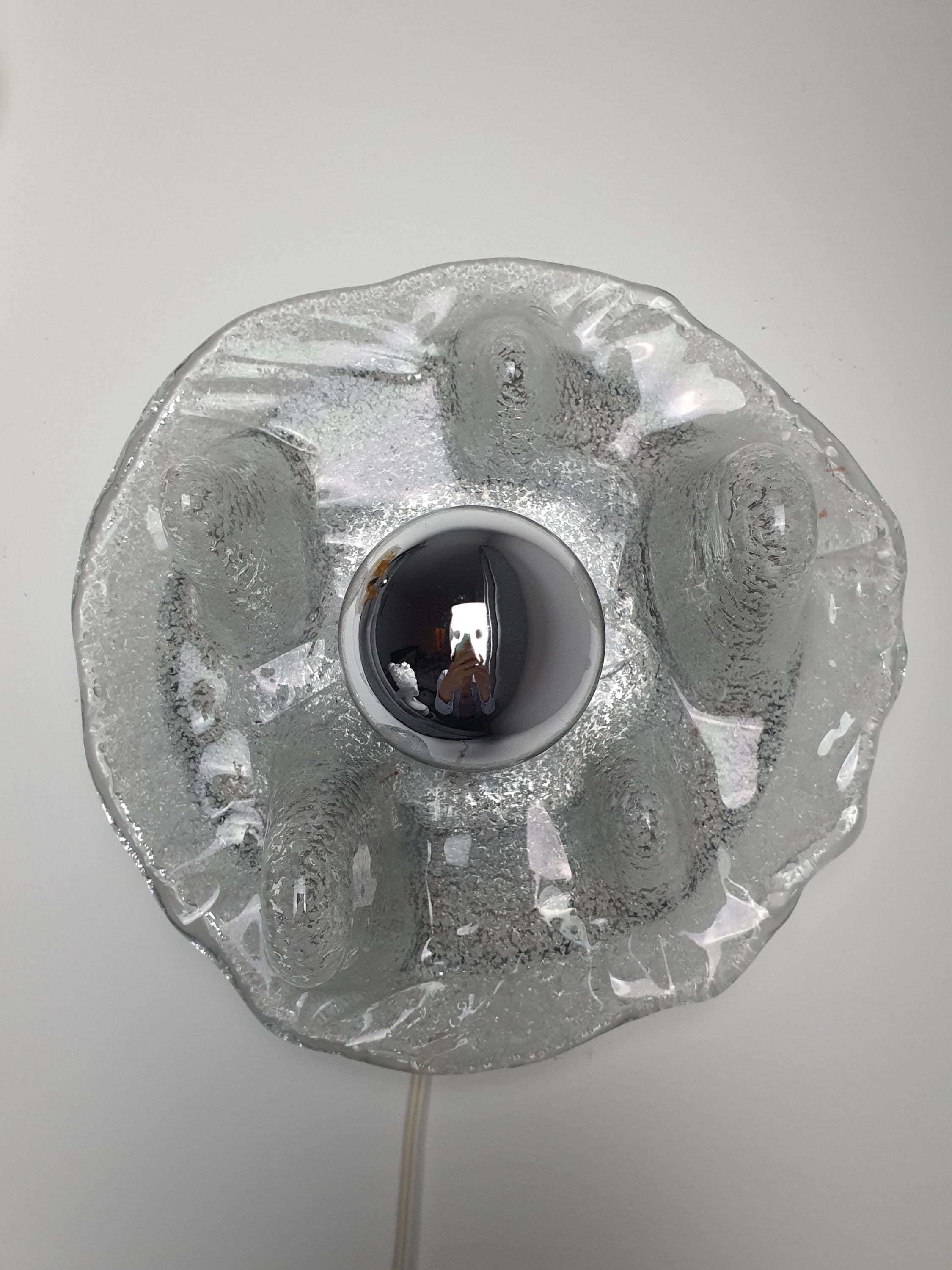 Attributed Mazzega Murano glass wall light — rewired fitting detail, professionally rewired