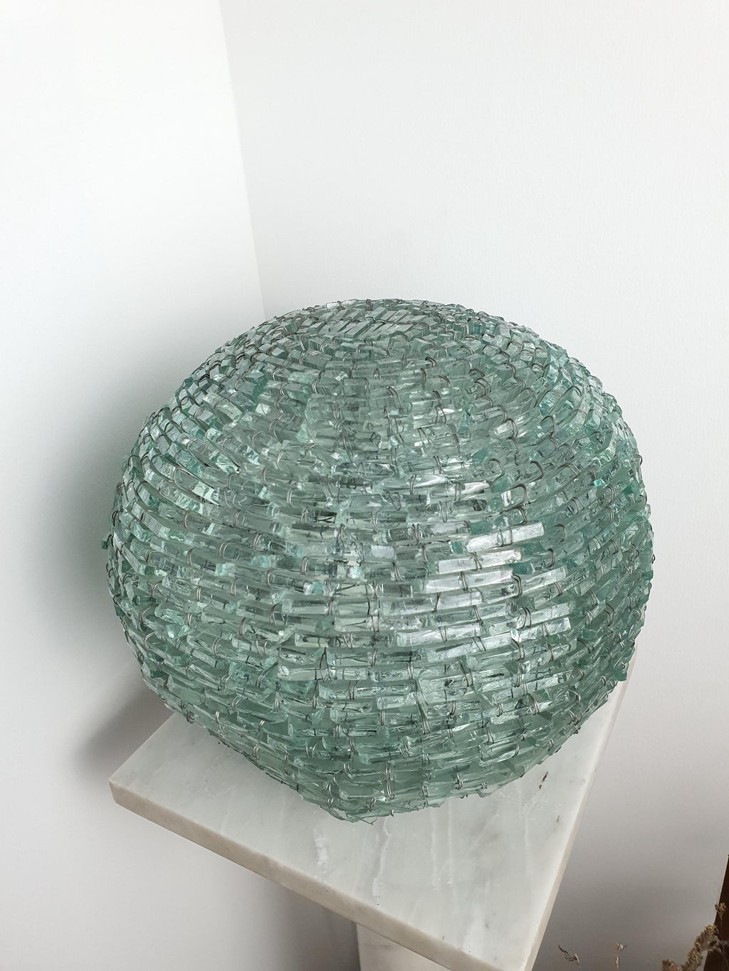 Mosaic Bottle Glass Globe Lamp: Retro Midcentury Table Light