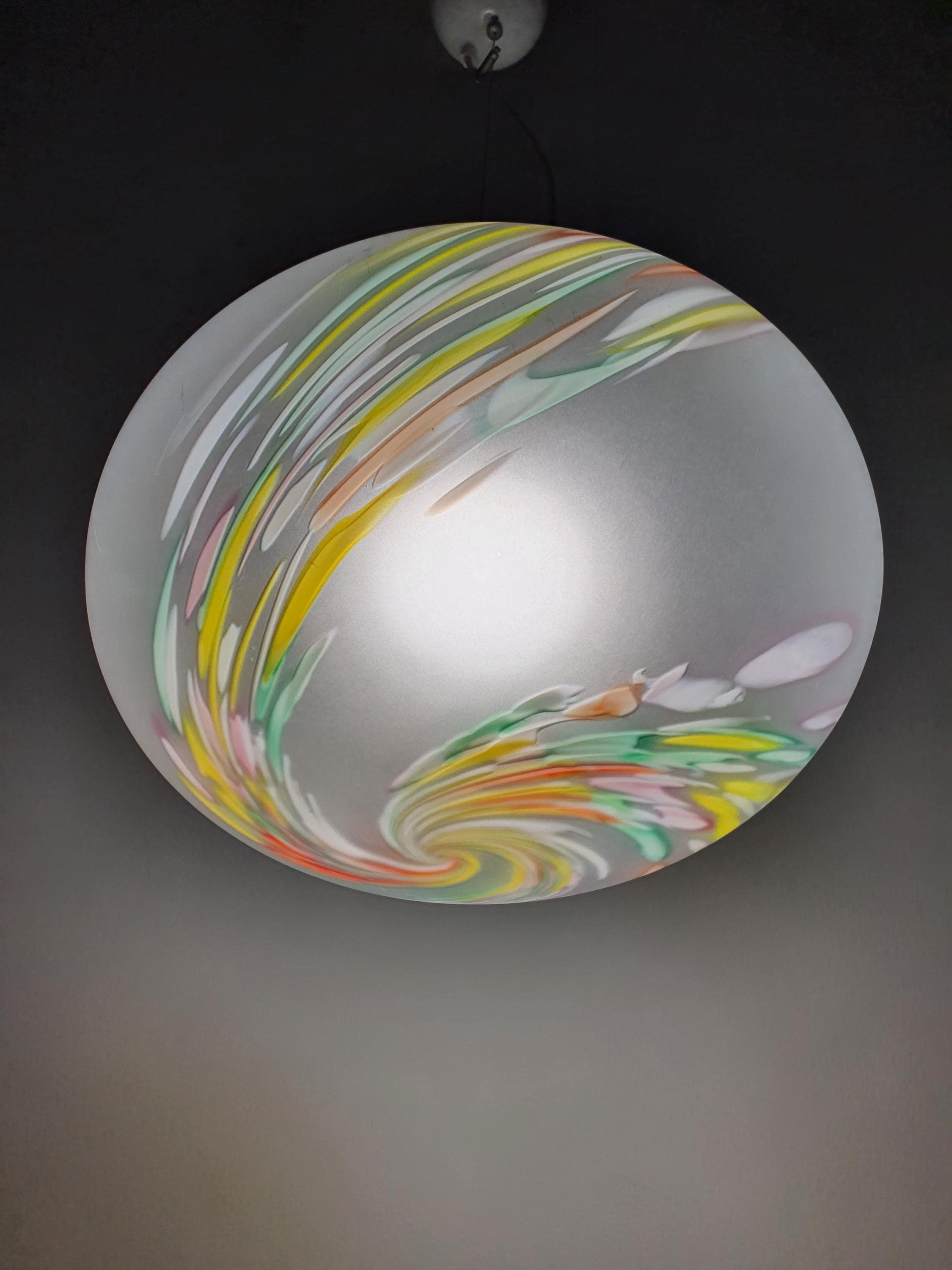 复古 Murano 玻璃吊灯 | Due P. 彩色斑点球形灯 | 意大利中世纪设计