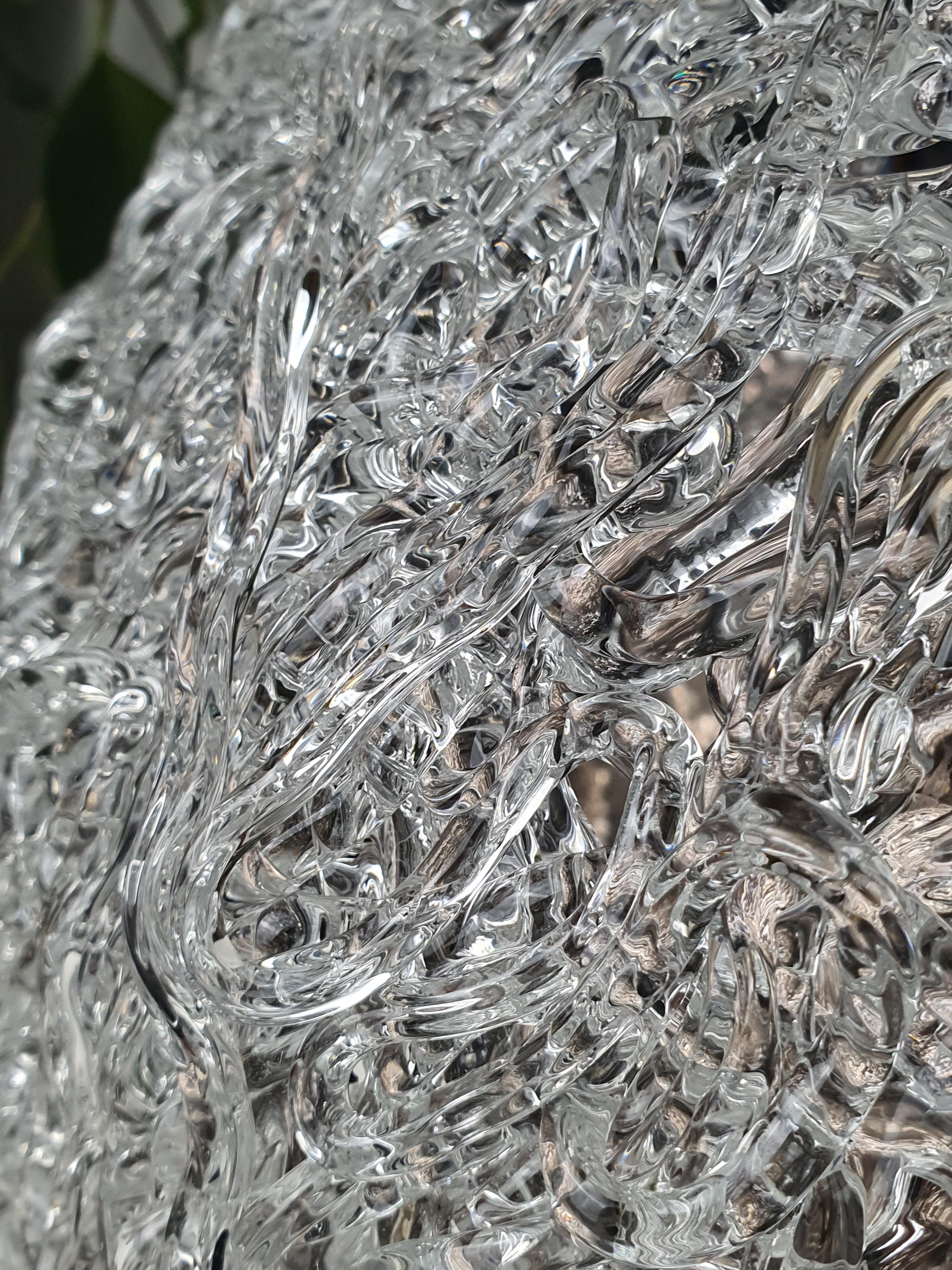 复古 Murano 玻璃吸顶灯 | 透明手工玻璃 | 镀铬底座