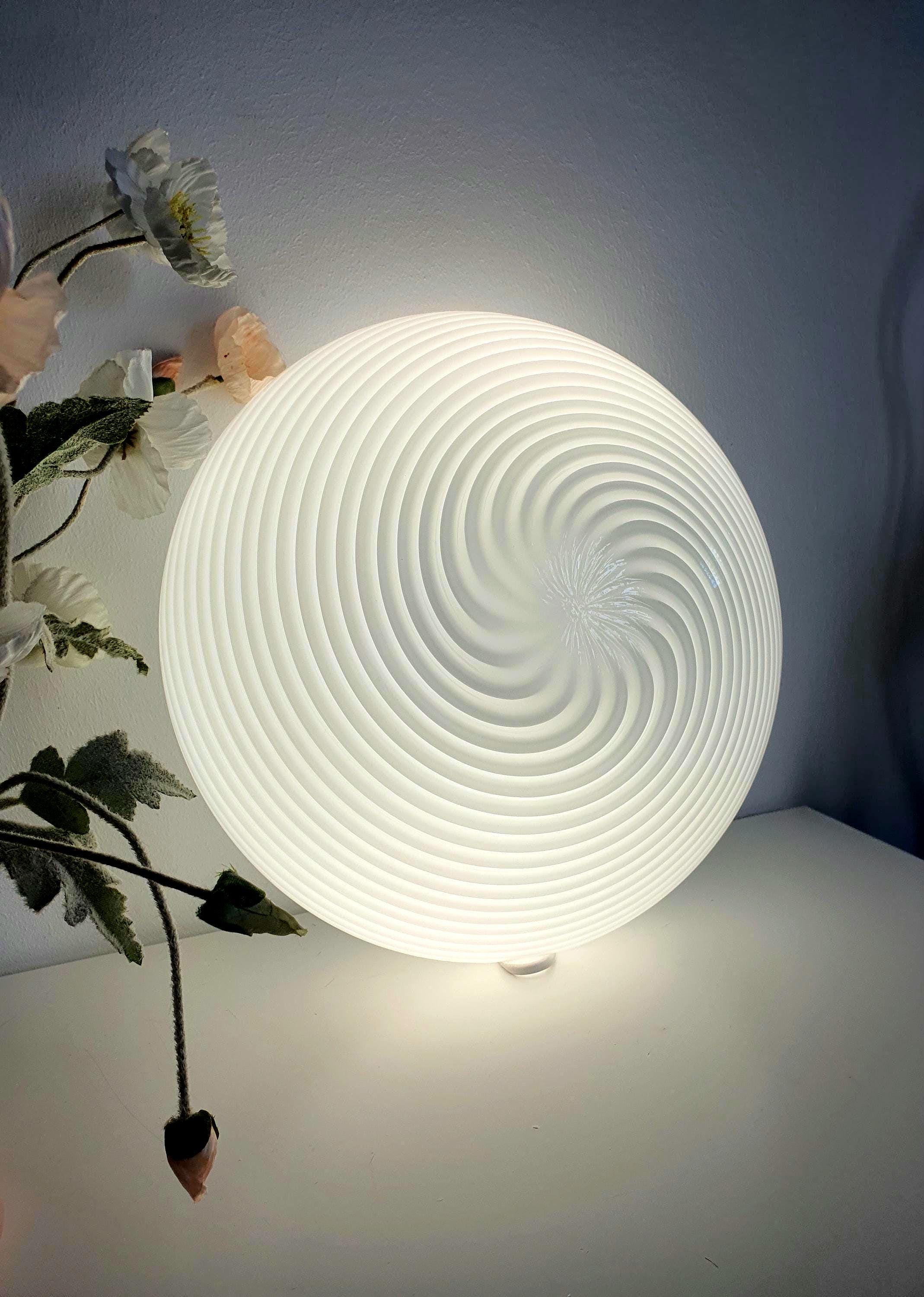 Vintage Murano Glass Swirl Flush Mount Light: Retro Italian Ceiling Lamp