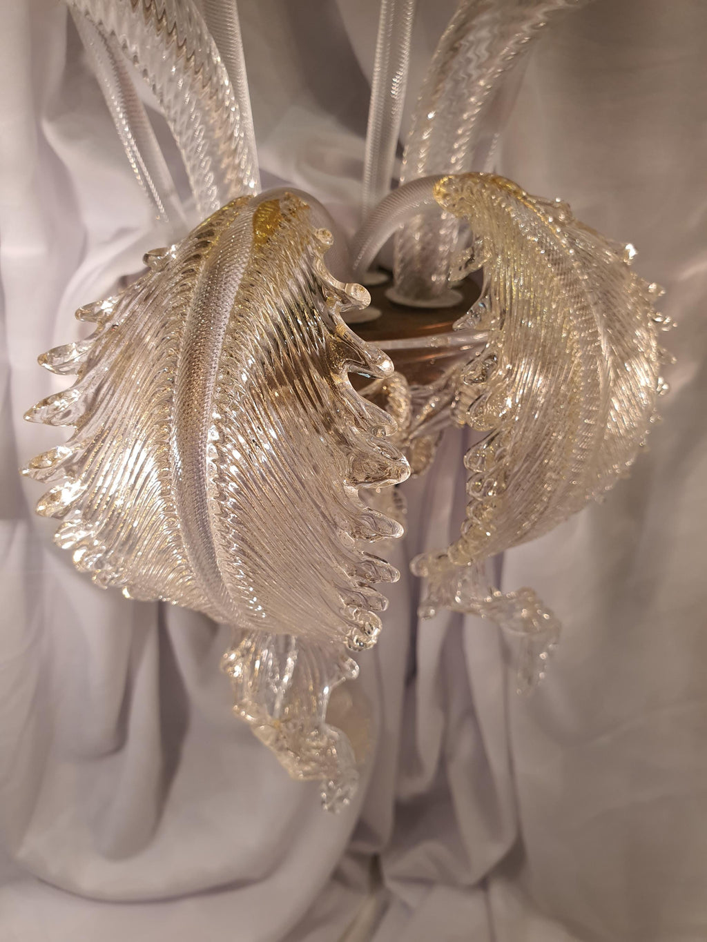 Vintage Murano Glass Wall Sconce: Golden Tulip Hollywood Regency Lighting