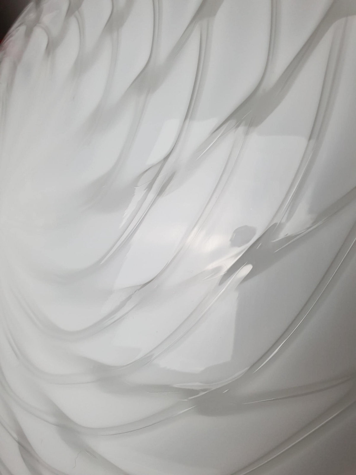 Thick vintage Murano art glass with an organic white pattern