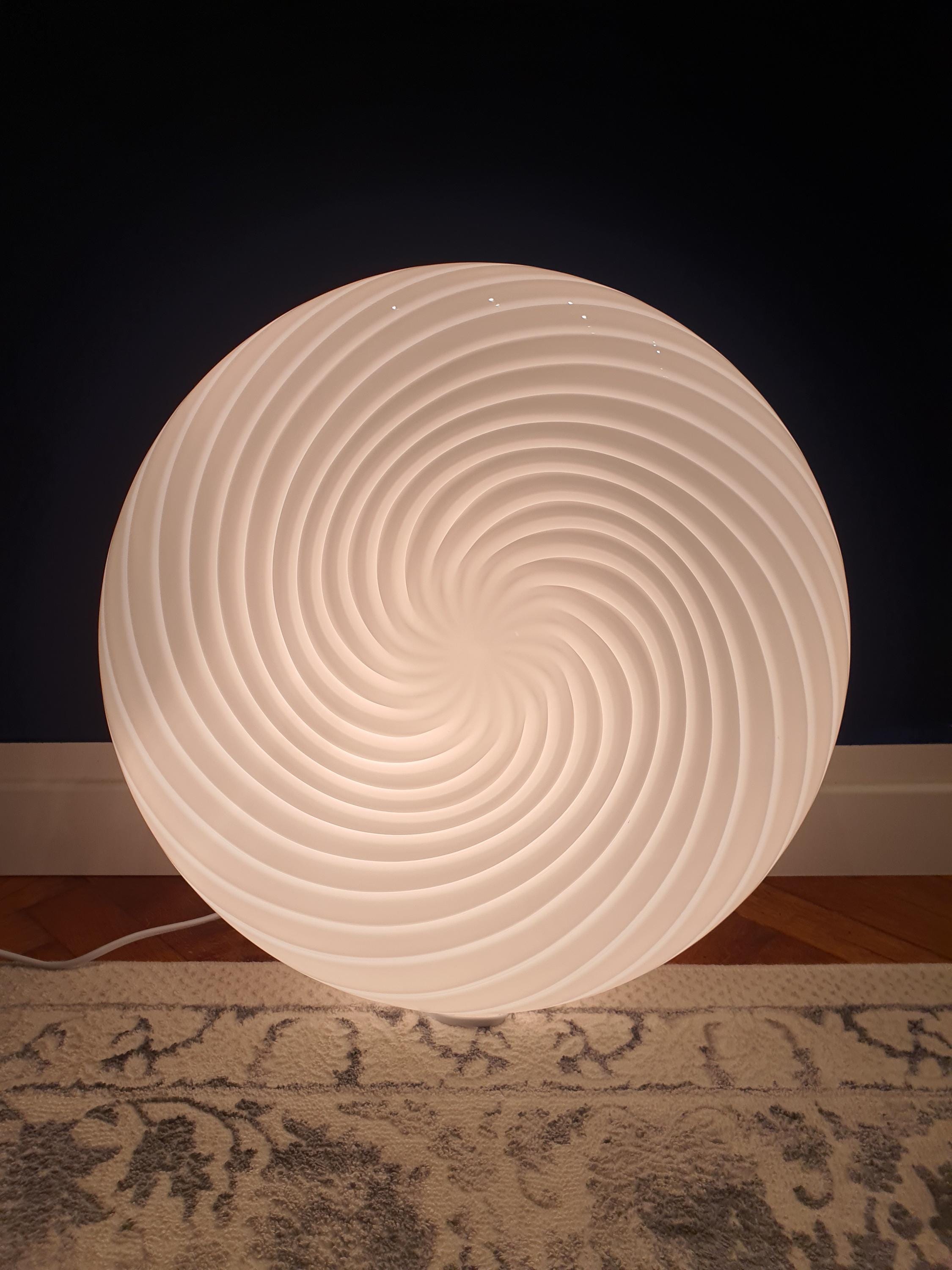De Majo Murano Glass Flush Mount Light: Vintage White Swirl