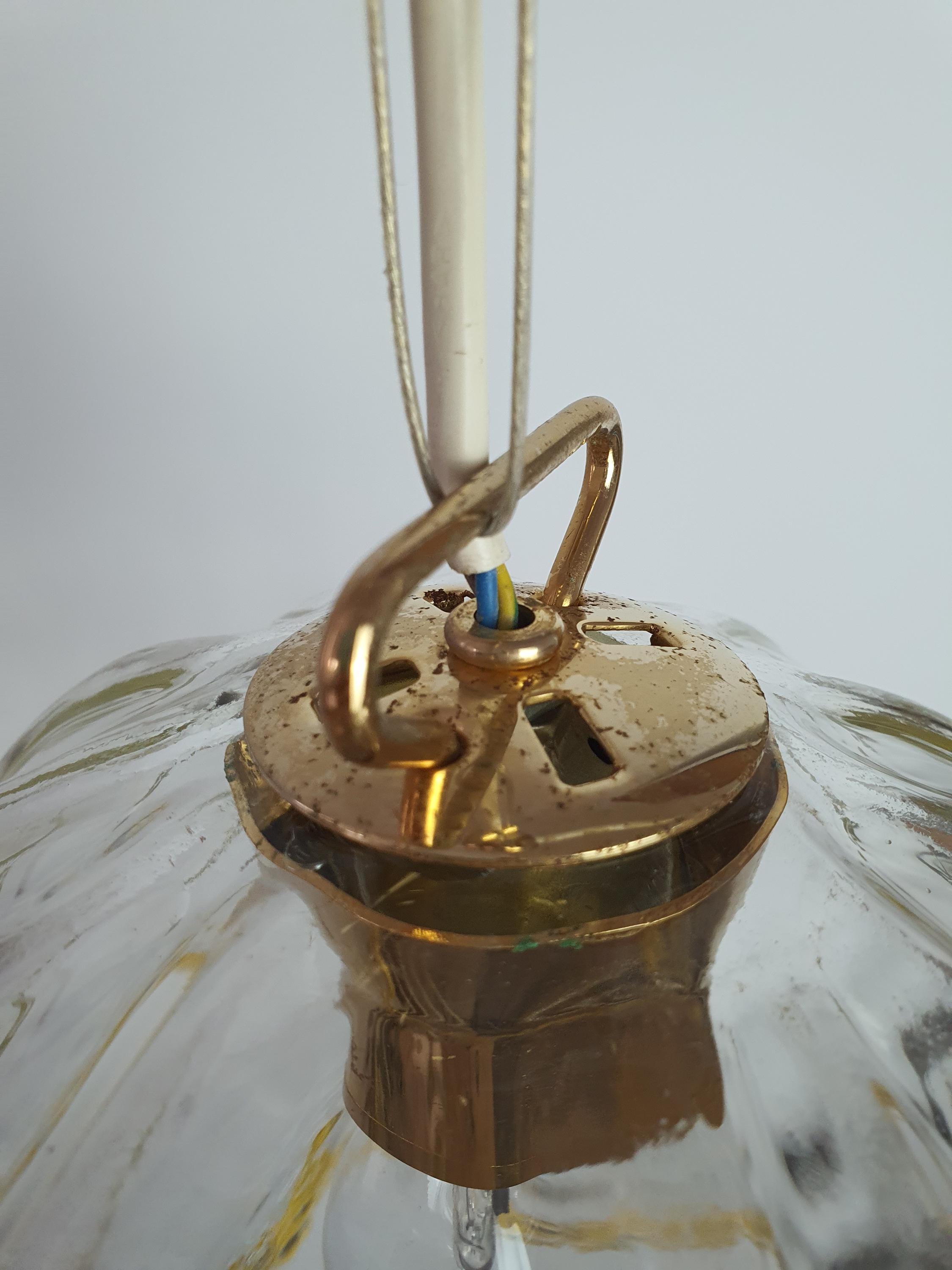 Vintage Murano Glass Bell Pendant Lamp: La Murrina Floral Lighting