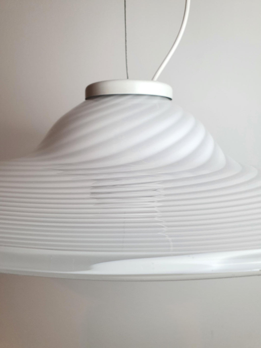 Vintage Swirl Murano Glass Pendant Light: Italian MCM Hat Lamp