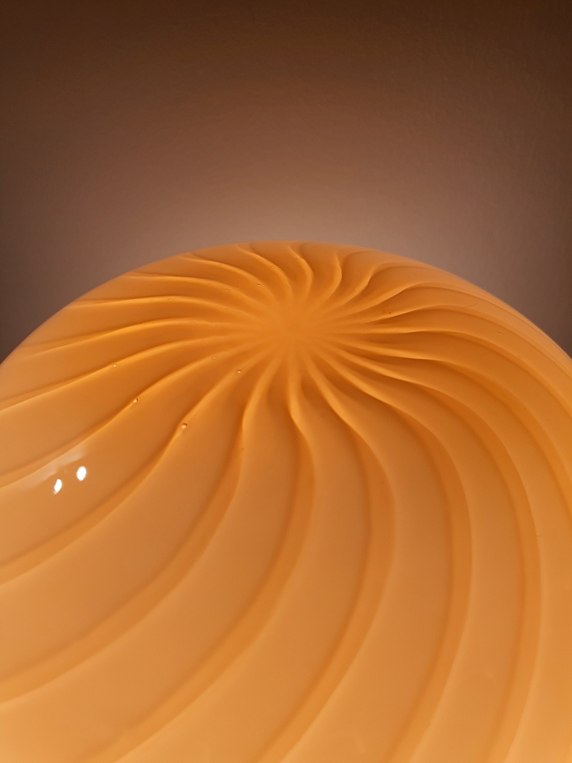 Vintage Murano Glass Mushroom Lamps: Peach Pink Atomic Table Lamps, 1970s MCM