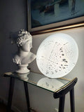 Large vintage Murano glass flush mount, white art glass with silver aventurine inclusions, organic form, minimalist, Italy 1960s–1970s