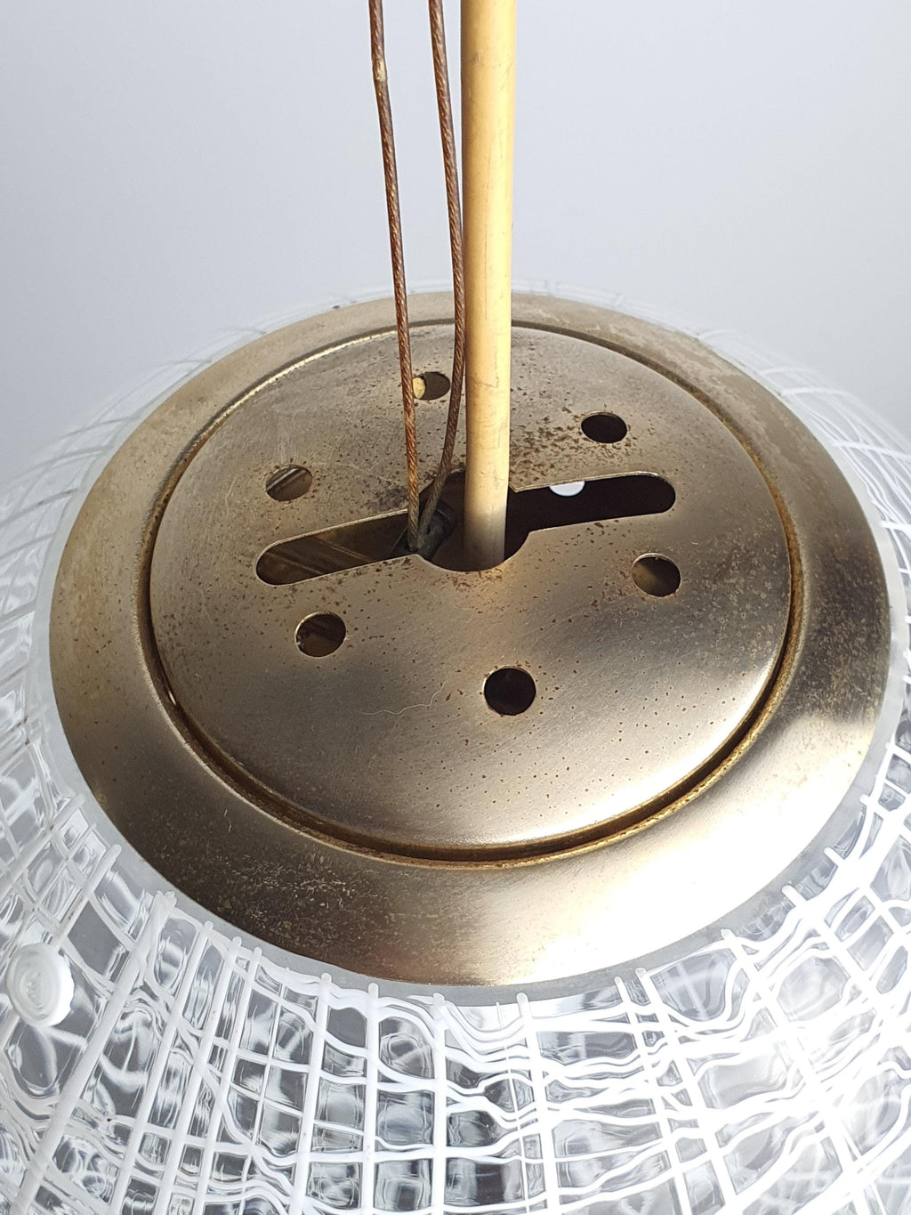 La Murrina White Lines Petite Globe Pendant Light | Vintage Murano Glass, 1980s–1990s